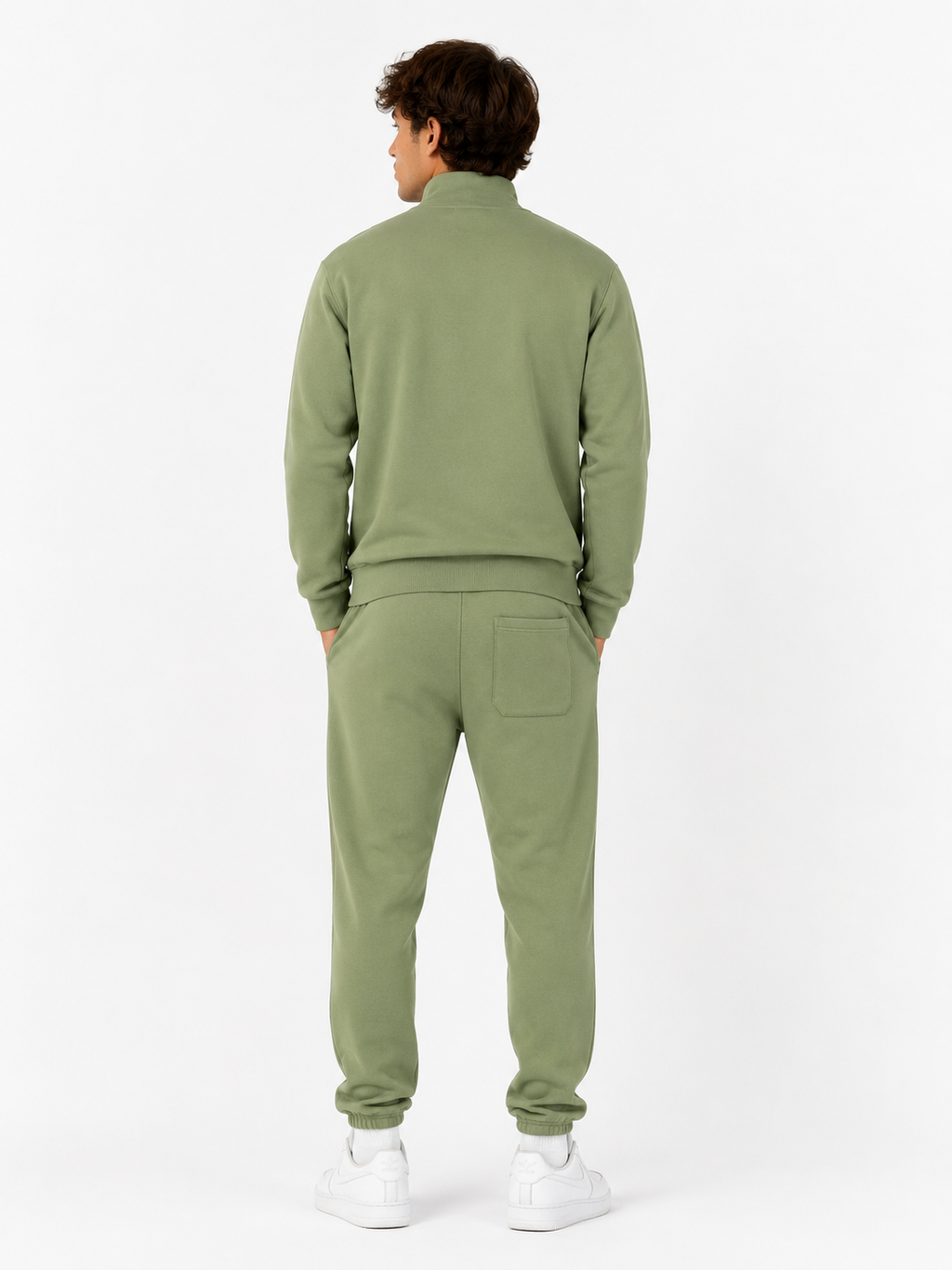 Unisex Cotton Tracksuit Set with Jogger Hoodie - Green