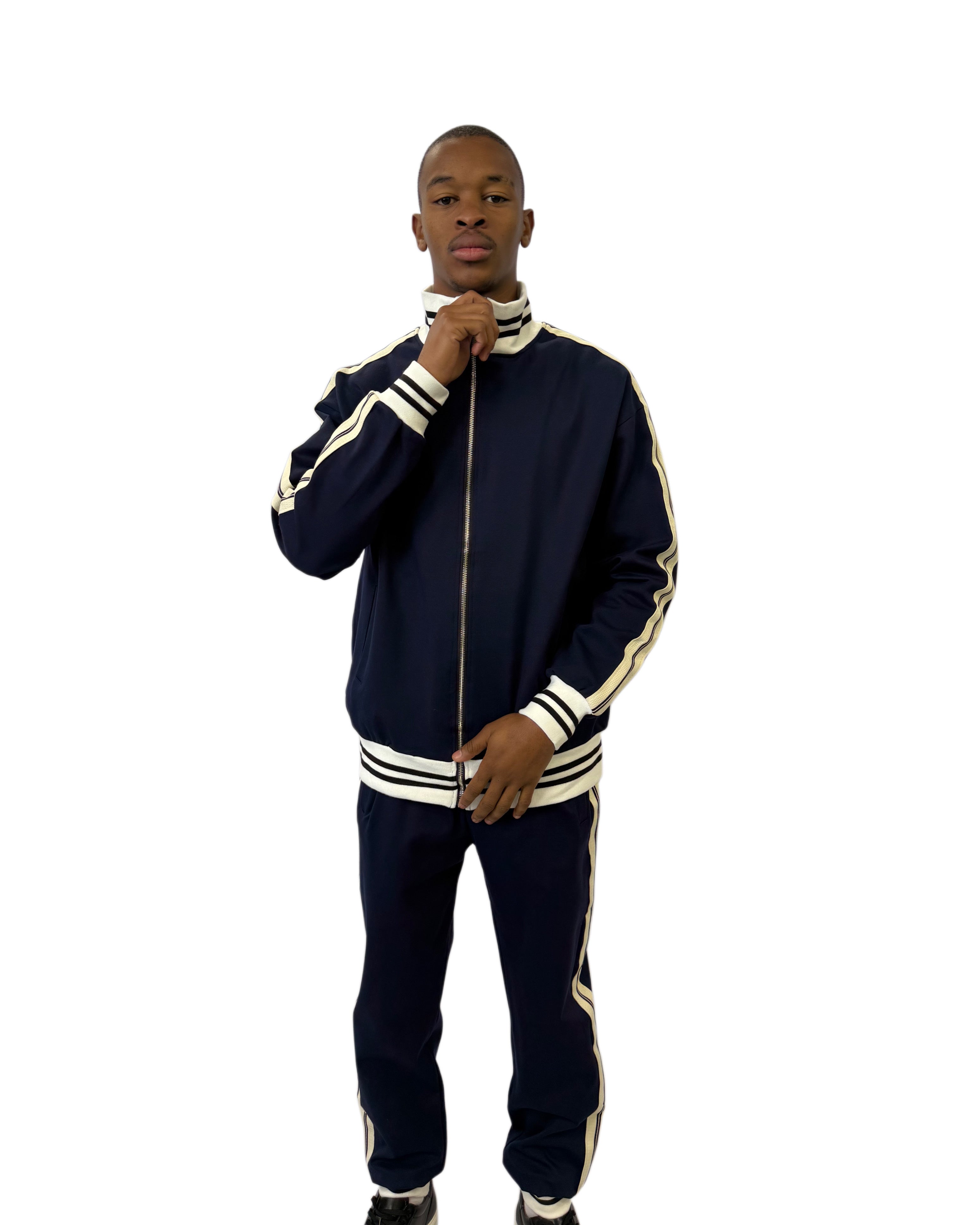 FW Prestige Striped Two Piece Tracksuit – Navy Blue