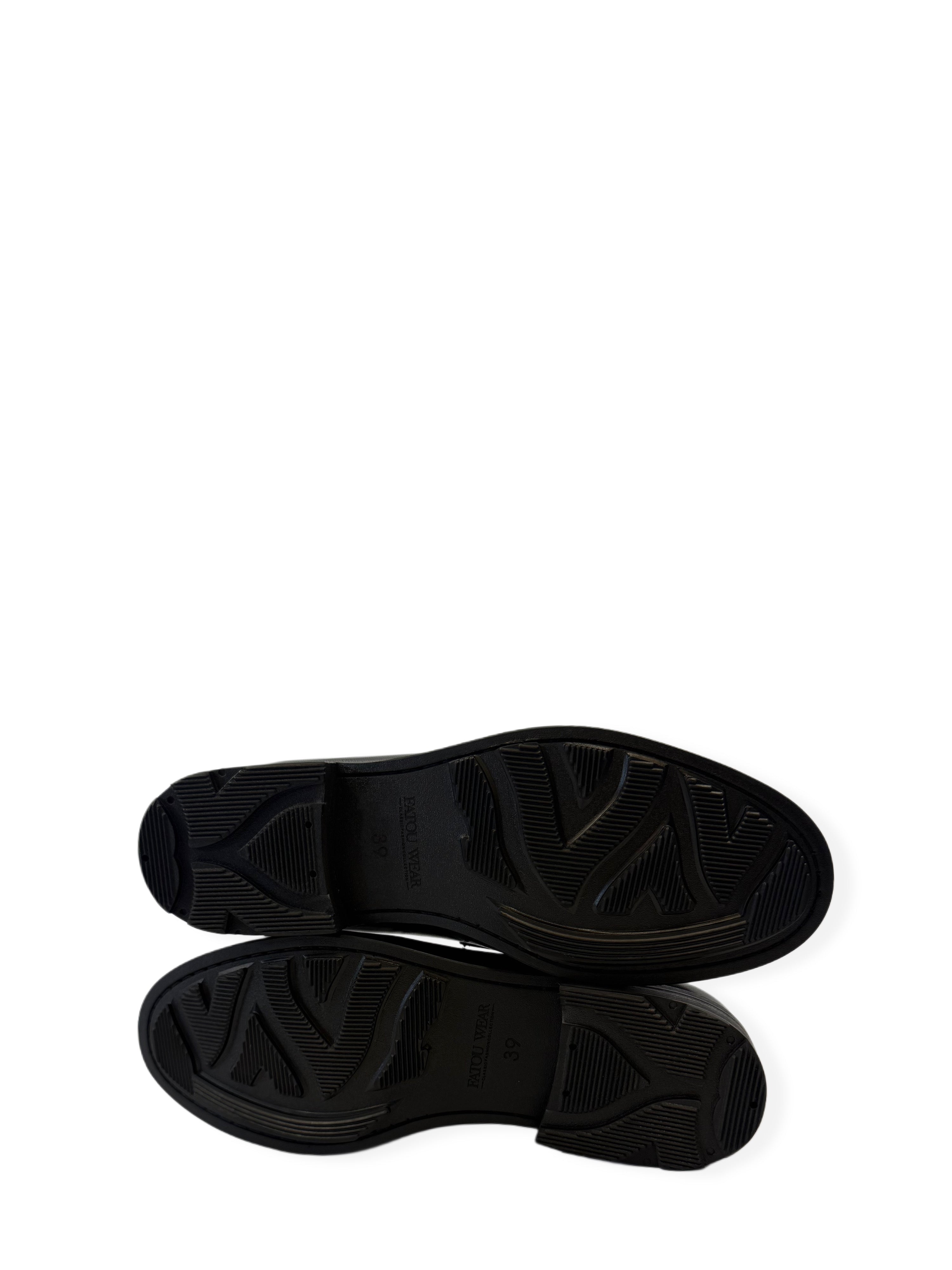 Woven Leather Loafers - Black