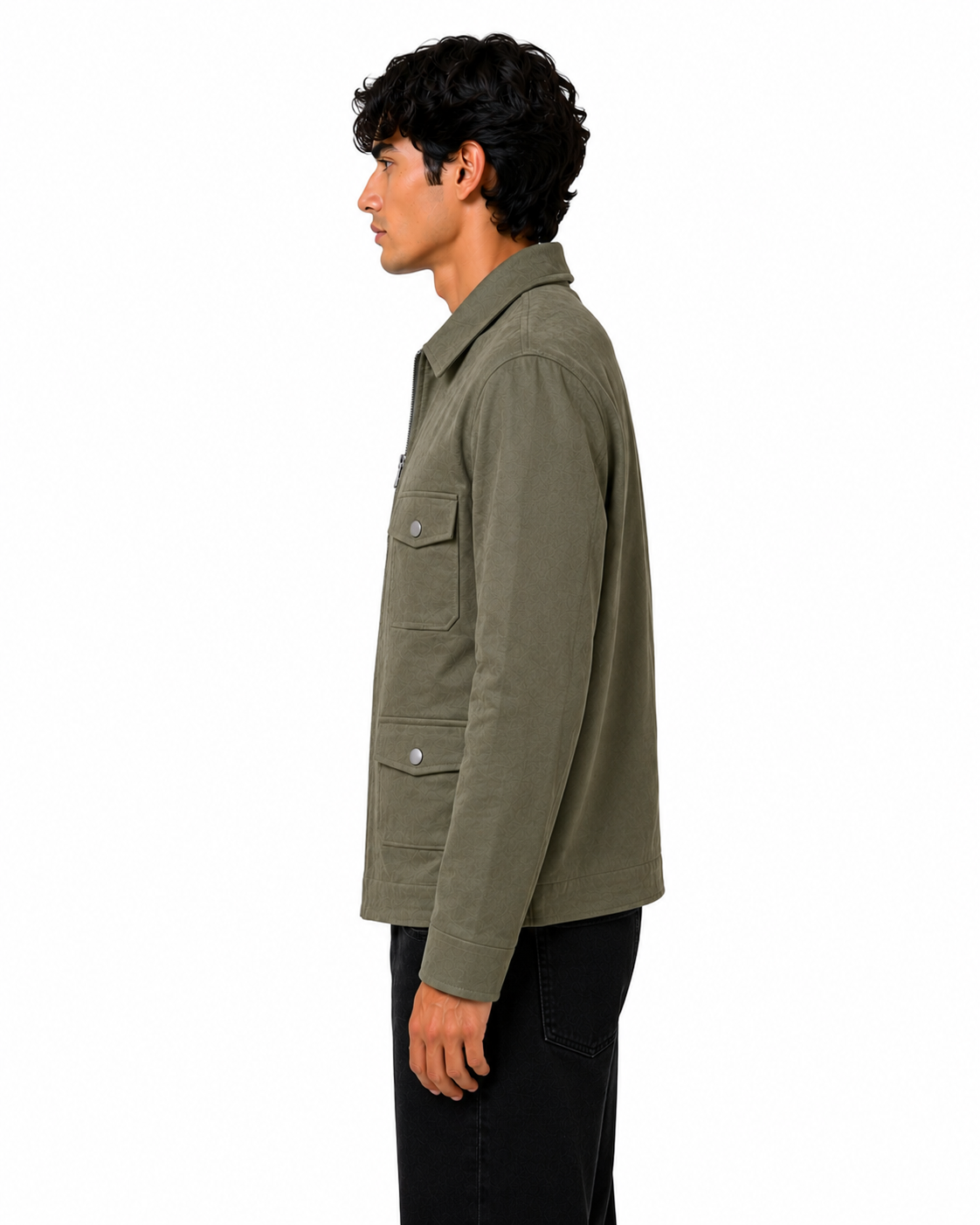 FW Men’s Suede 4 Pocket Casual Jacket - O. Green