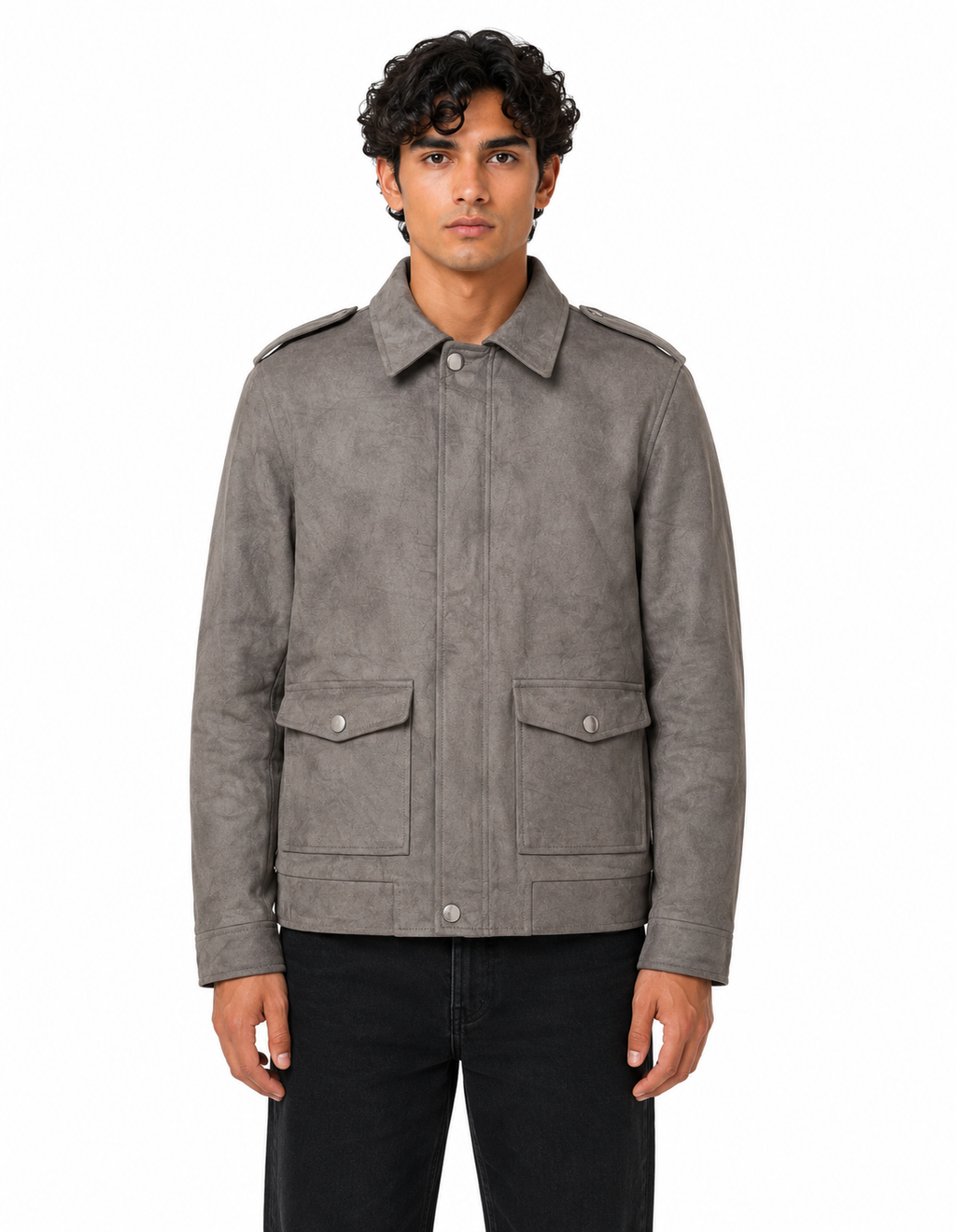 FW Men’s Suede Harrington Casual Jacket - Grey