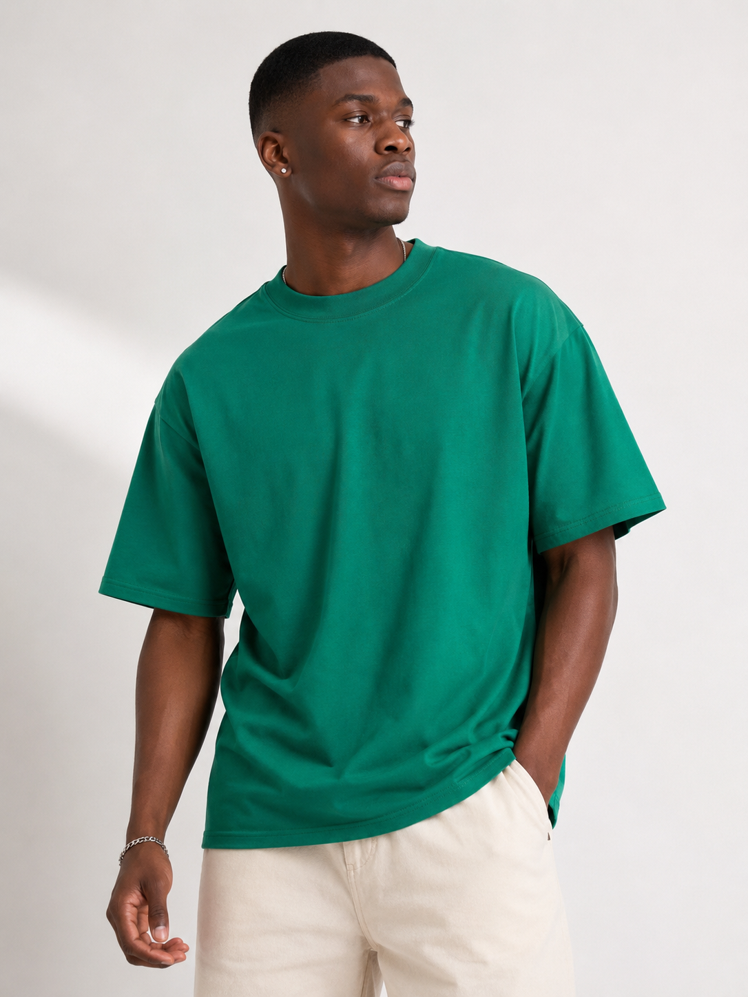 Oversized Crew Neck T-Shirt Relaxed Fit - Green