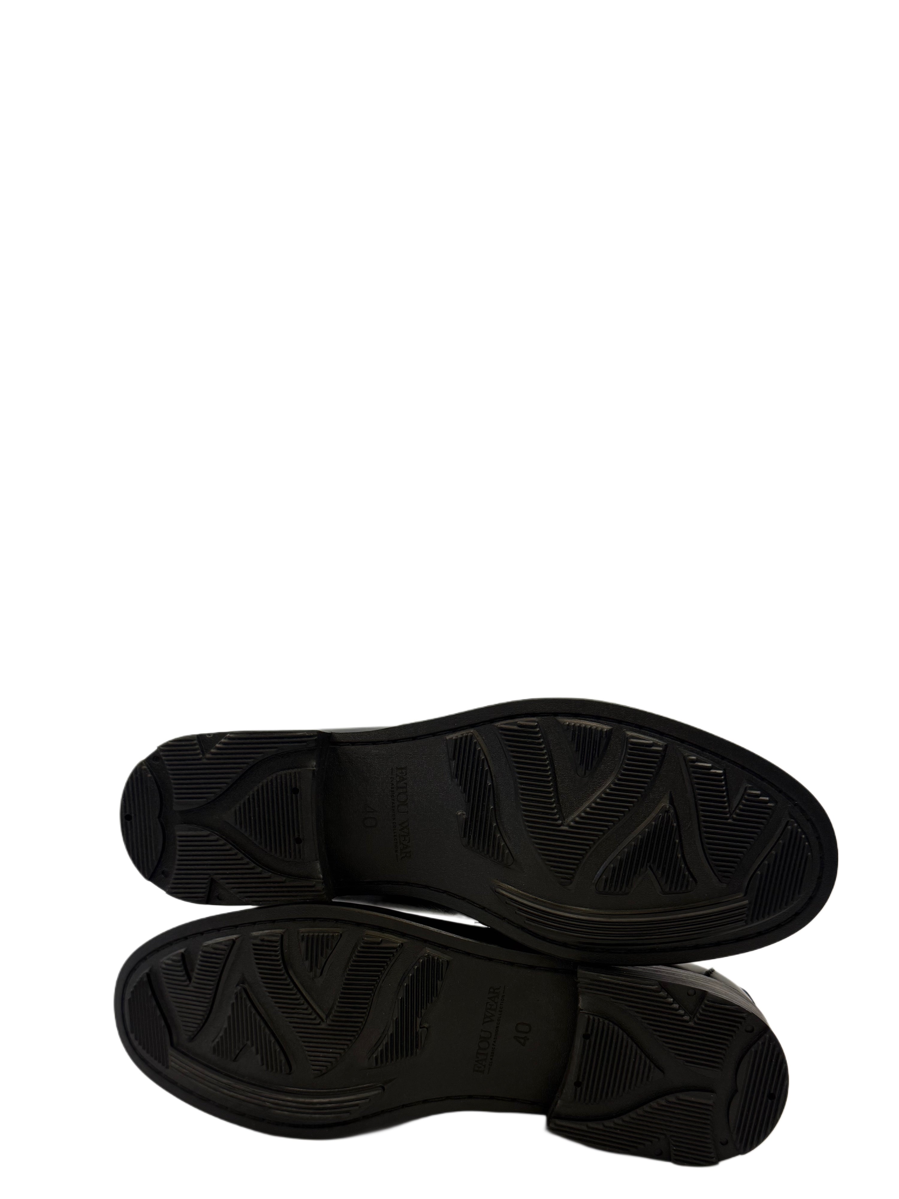 Black Leather Penny Loafers - Black