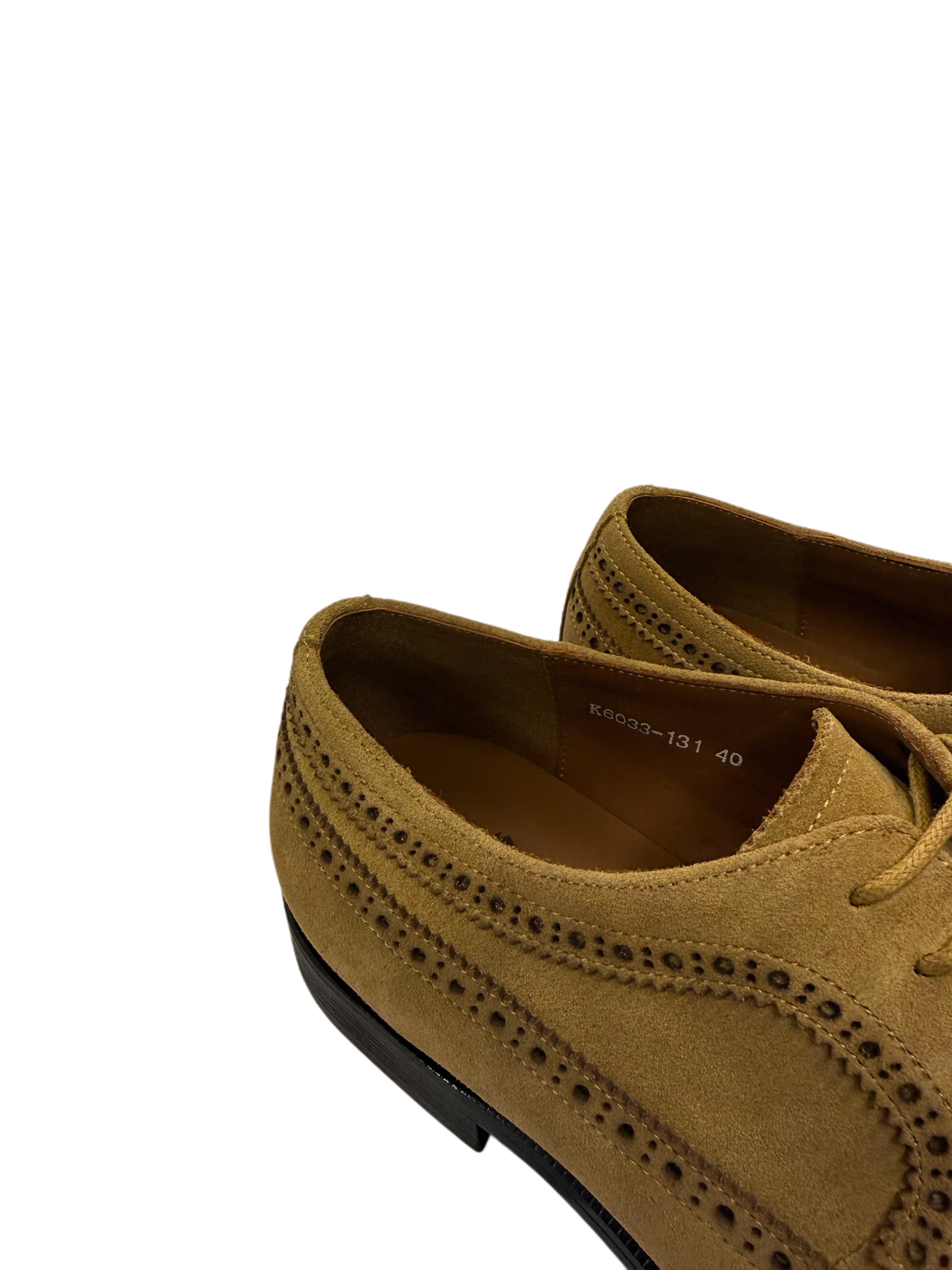 Suede Oxford Brogue Shoes - Brown