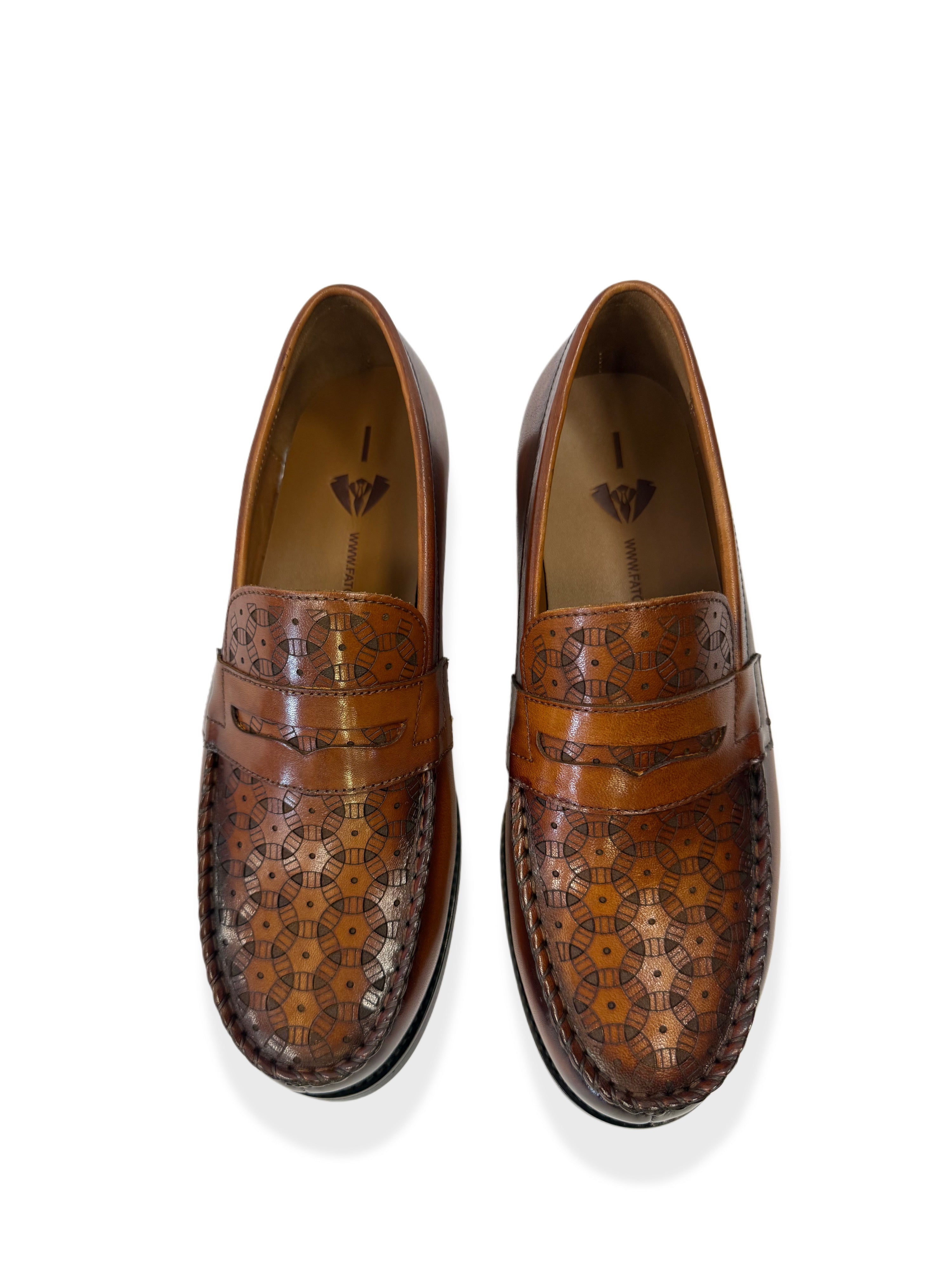 Woven Leather Loafers - Brown