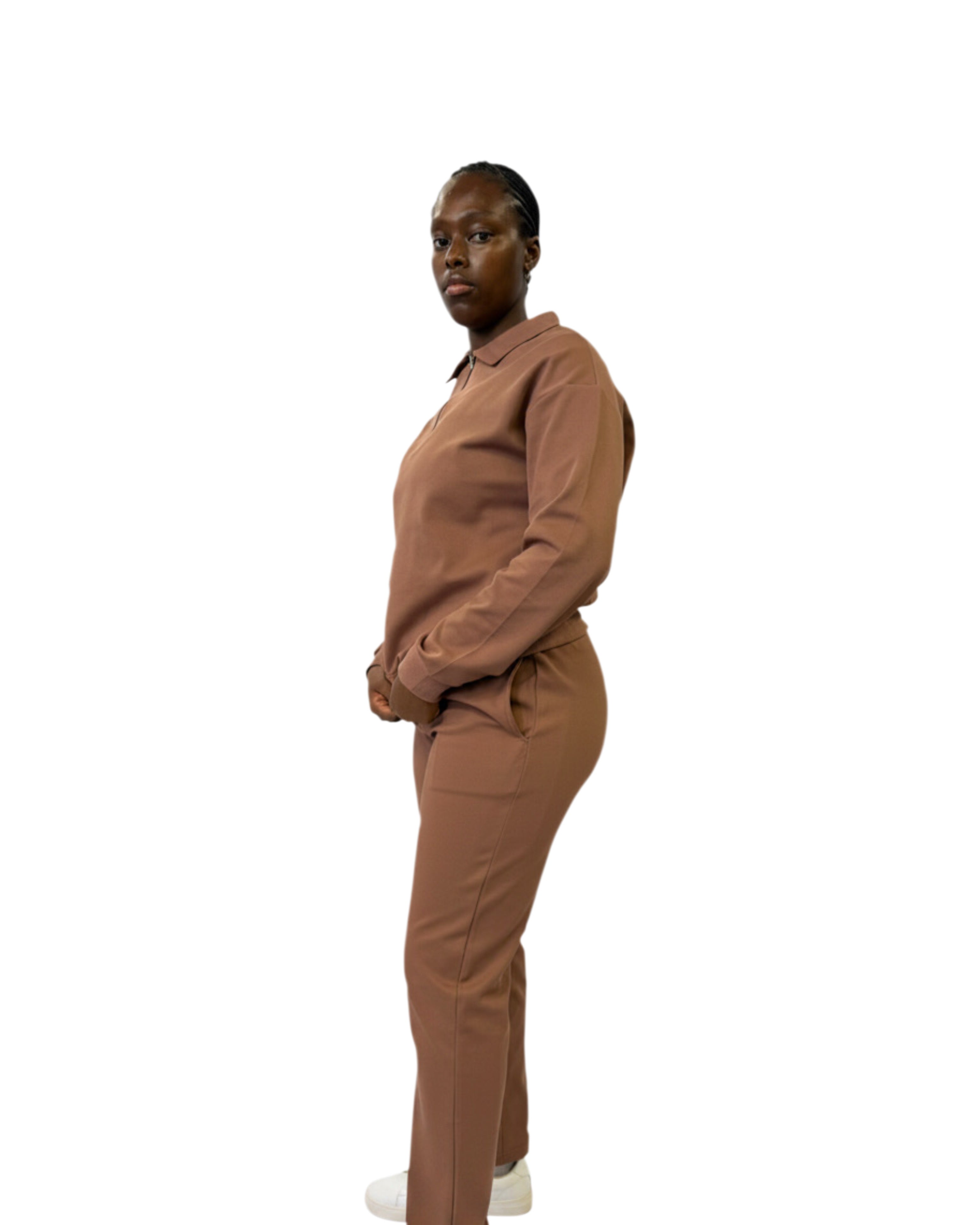 FW Tracksuit Two Piece with Zip Collar-Peach