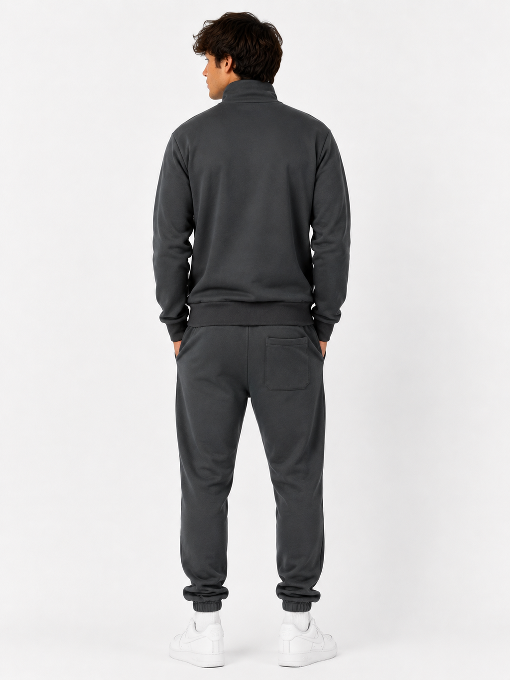 Unisex HW Cotton Tracksuit Set with Jogger Hoodie - Dark Grey
