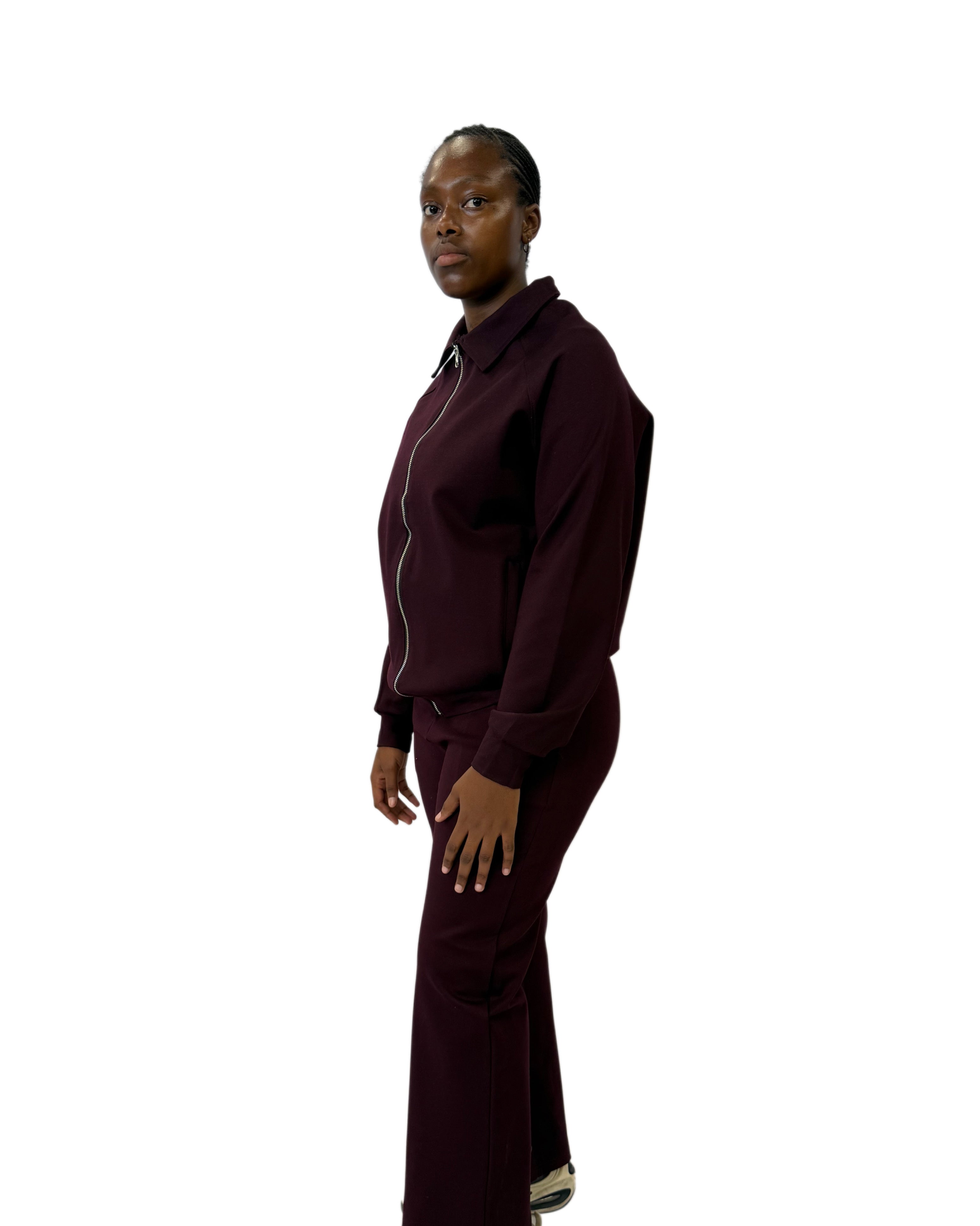 FW Zip-Up Midnight Edge Tracksuit Set-Maroon