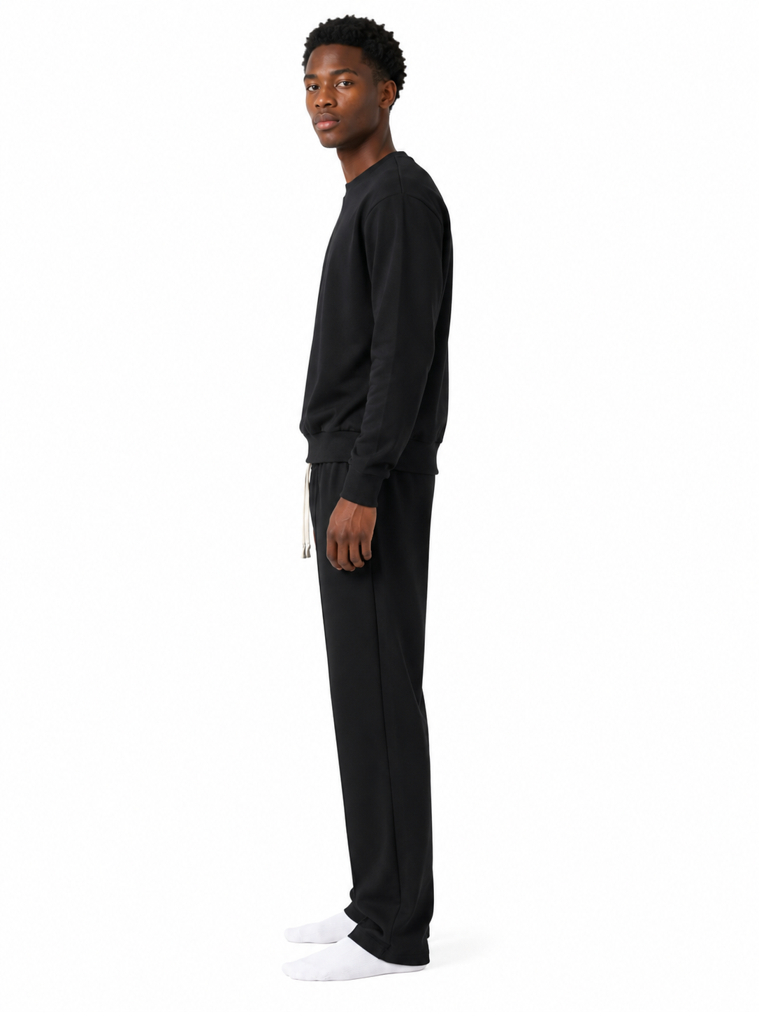 Unisex HW Cotton Tracksuit Set with Sweater - Black