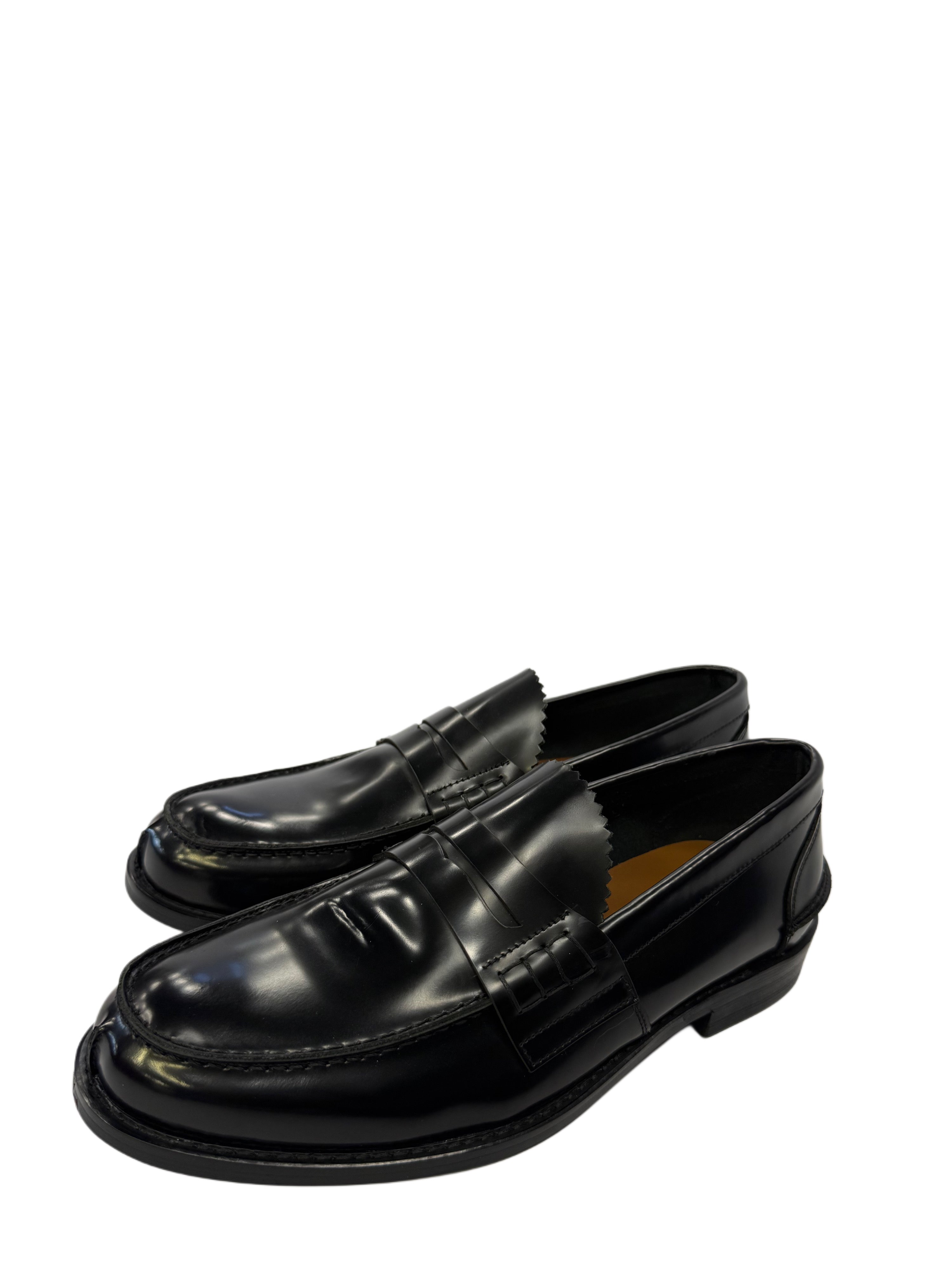 Premium Black Leather Penny Loafers (Red Bottom) - Black