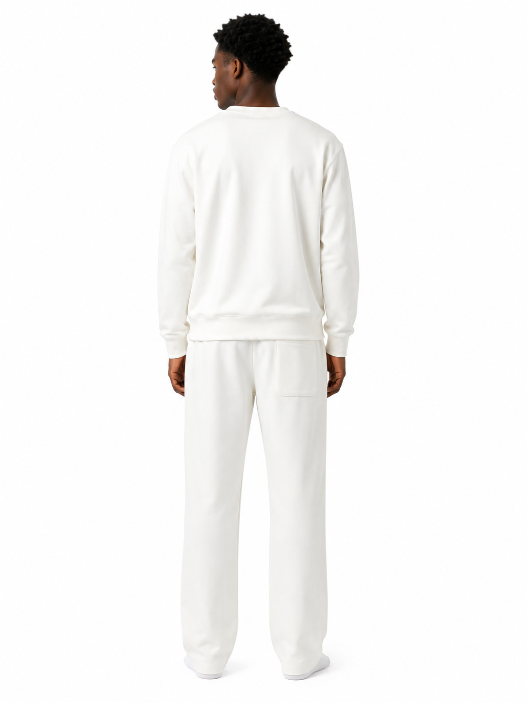Unisex HW Cotton Tracksuit Set with Sweater - White