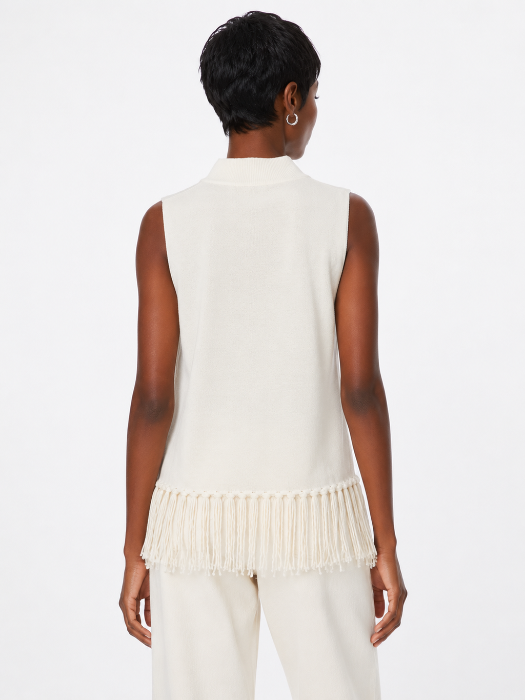 Knit Sleeveless Top One Size Stretchable - White