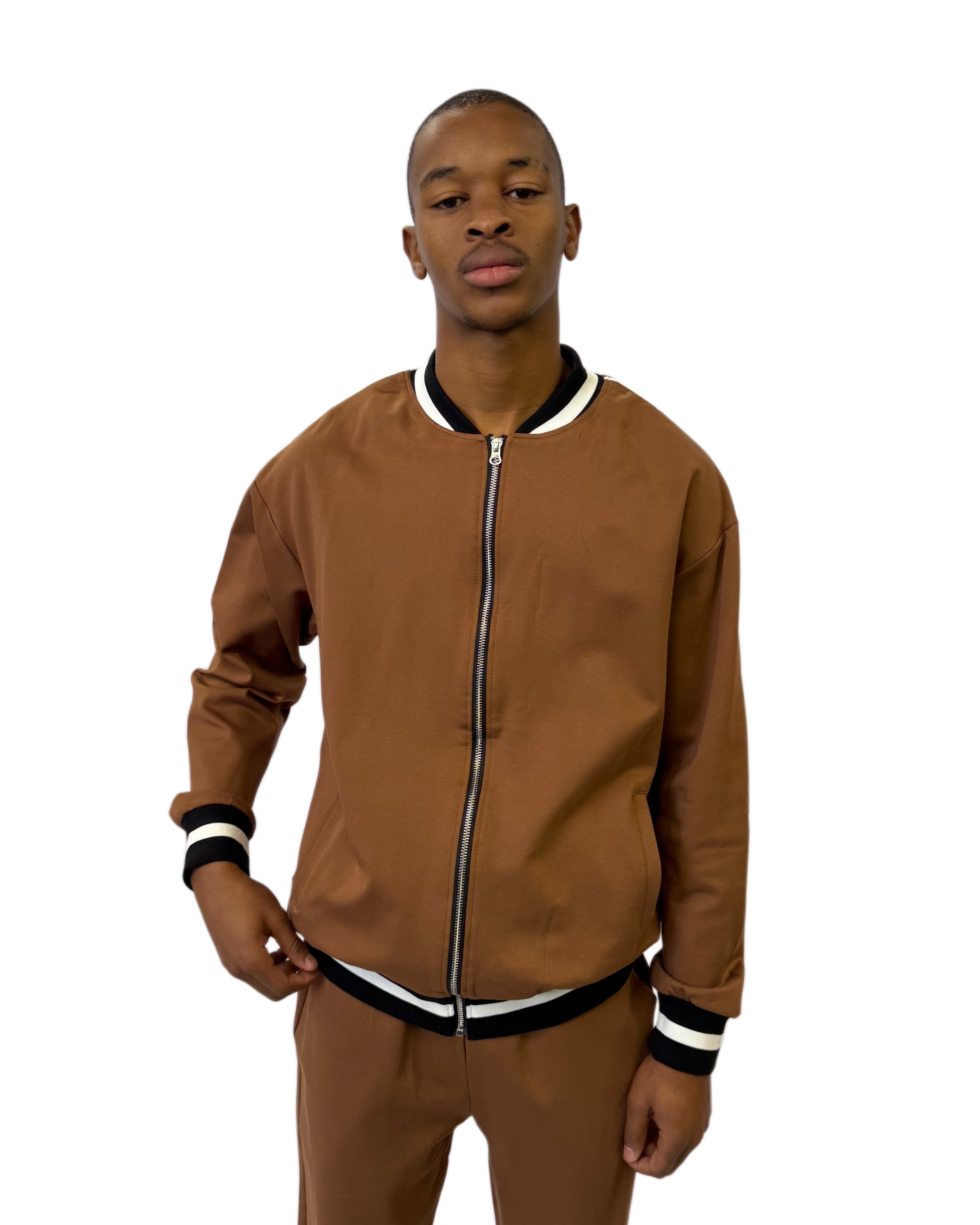 FW Signature Striped Two Piece Tracksuit-Brown