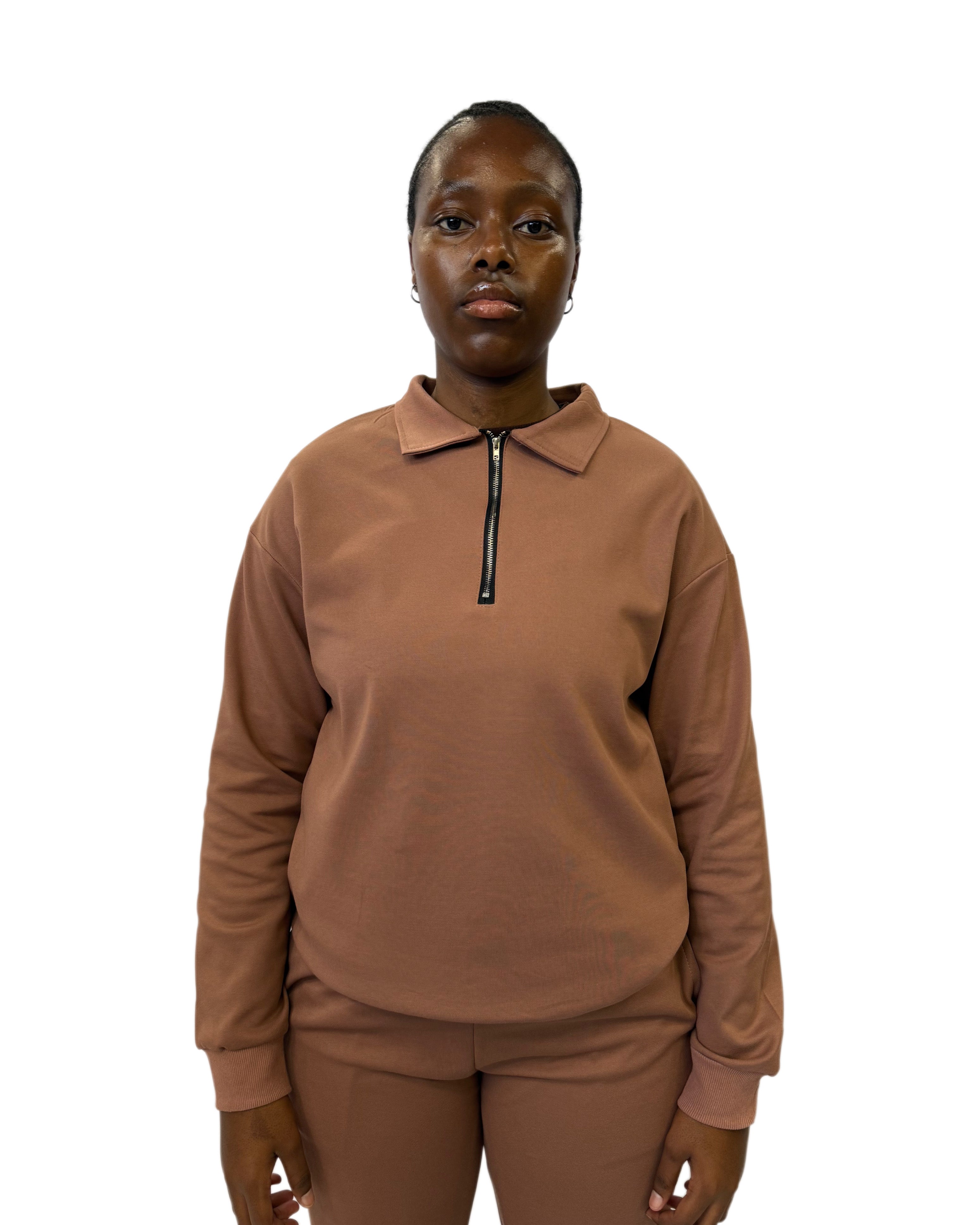 FW Tracksuit Two Piece with Zip Collar-Peach