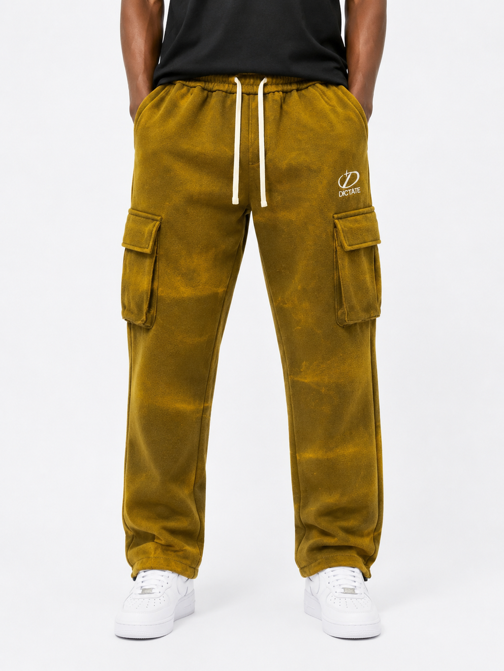 Dictate Tie-Dye Cargo Sweatpants - O. Green