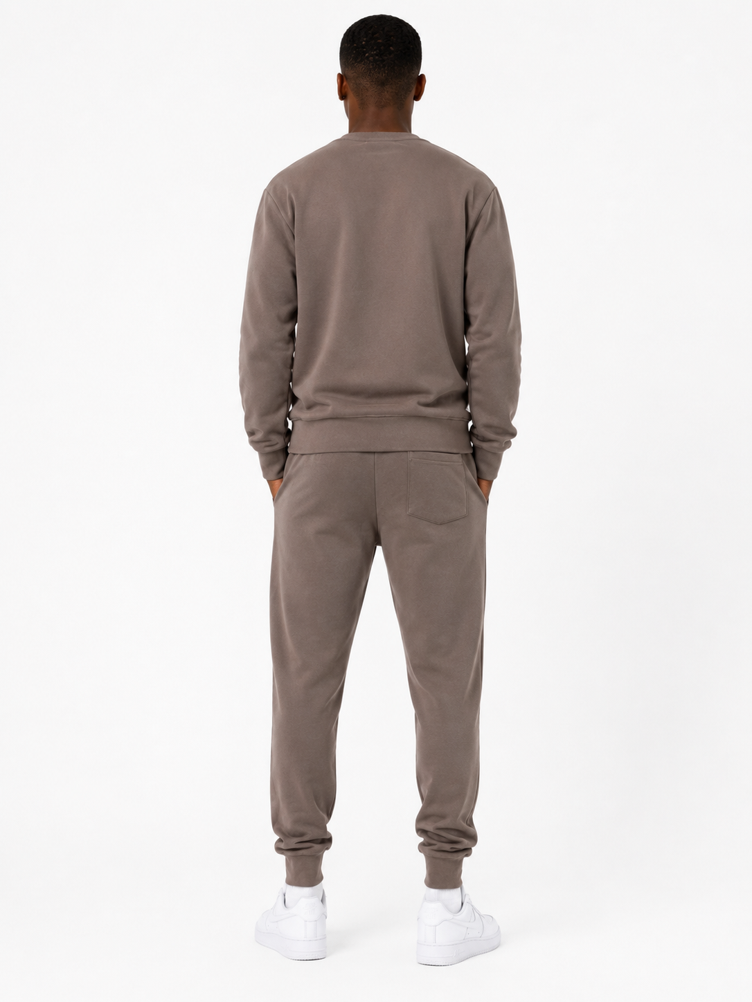 Unisex HW Cotton Tracksuit Set with Sweater– Taupe