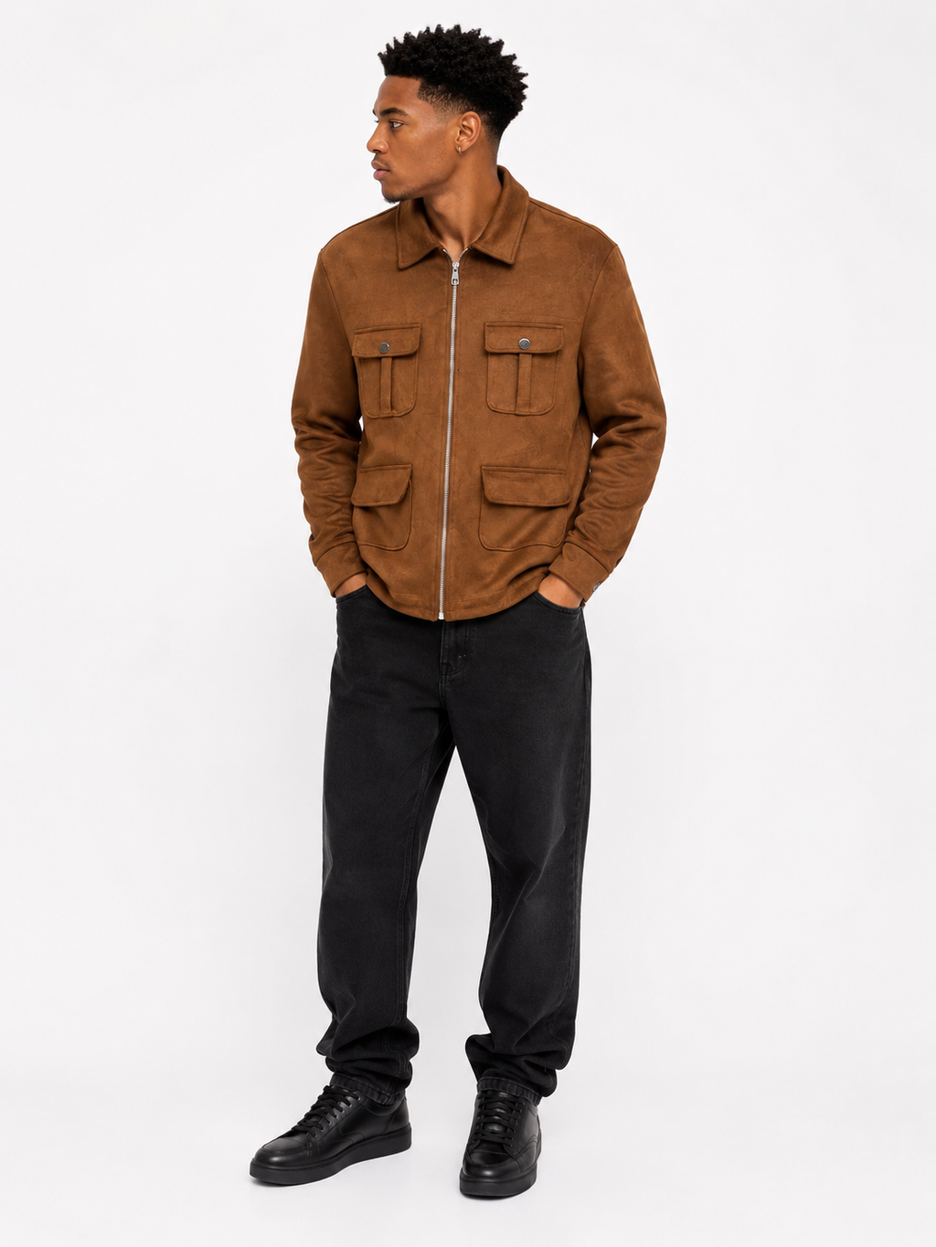 FW Men’s Suede 4 Pocket Casual Jacket - Brown