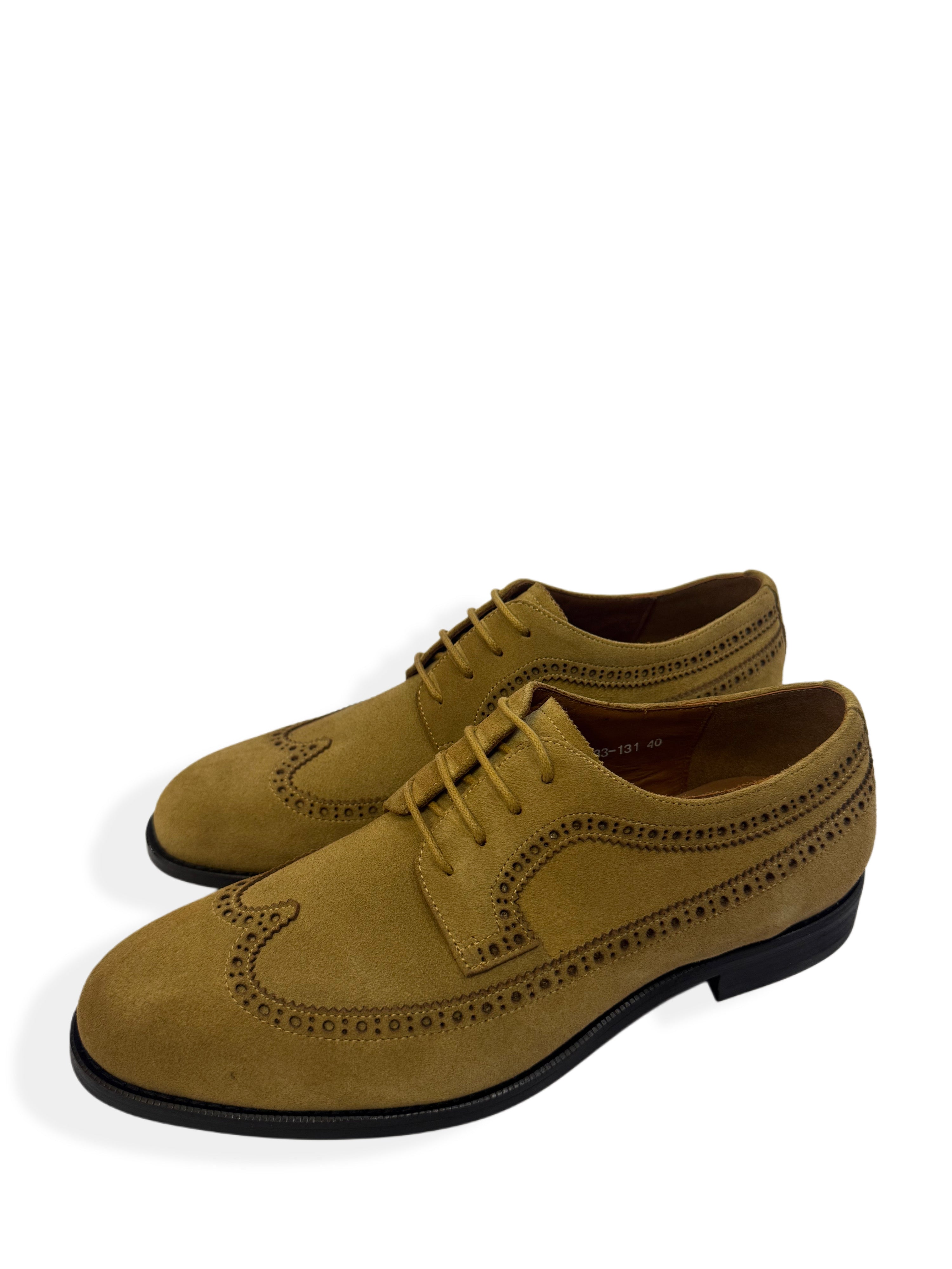 Suede Oxford Brogue Shoes - Brown