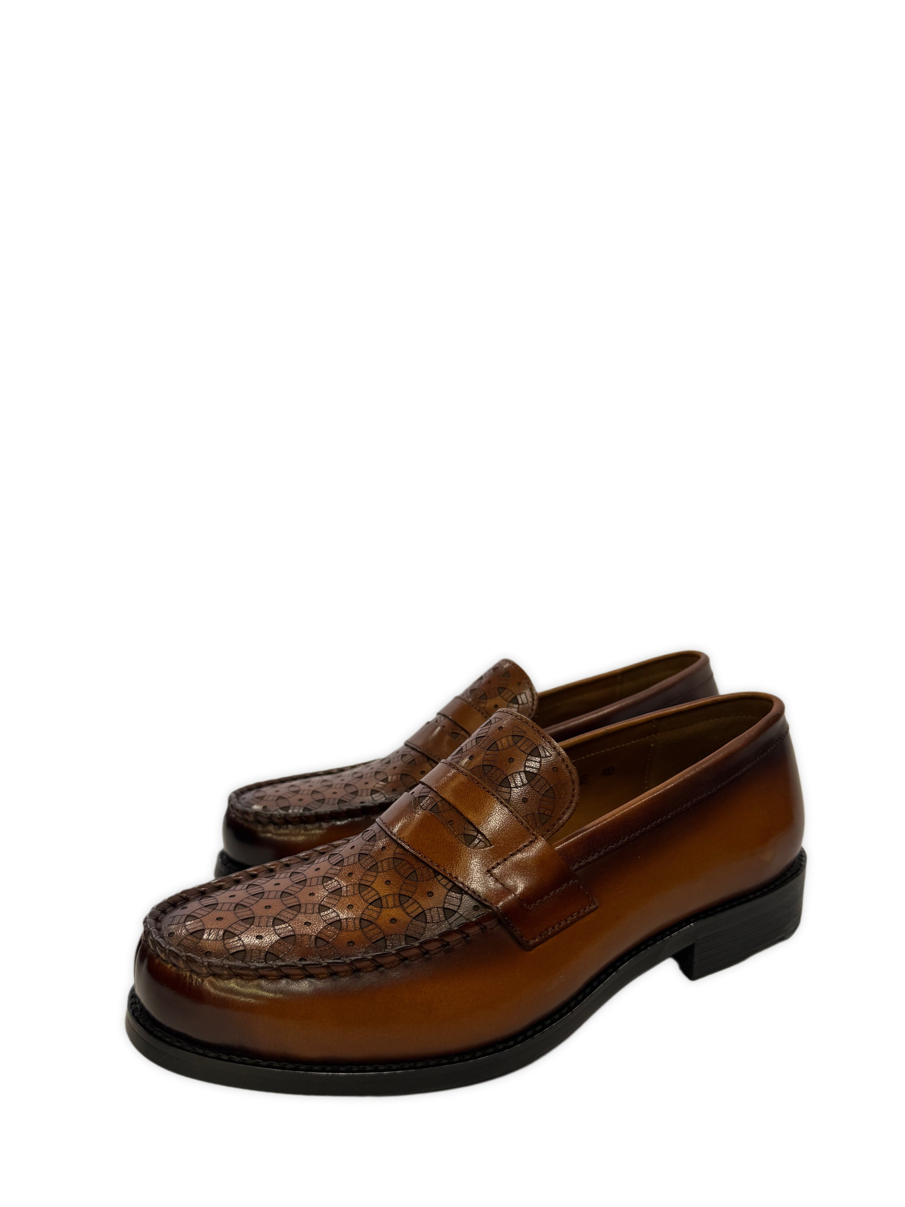 Woven Leather Loafers - Brown