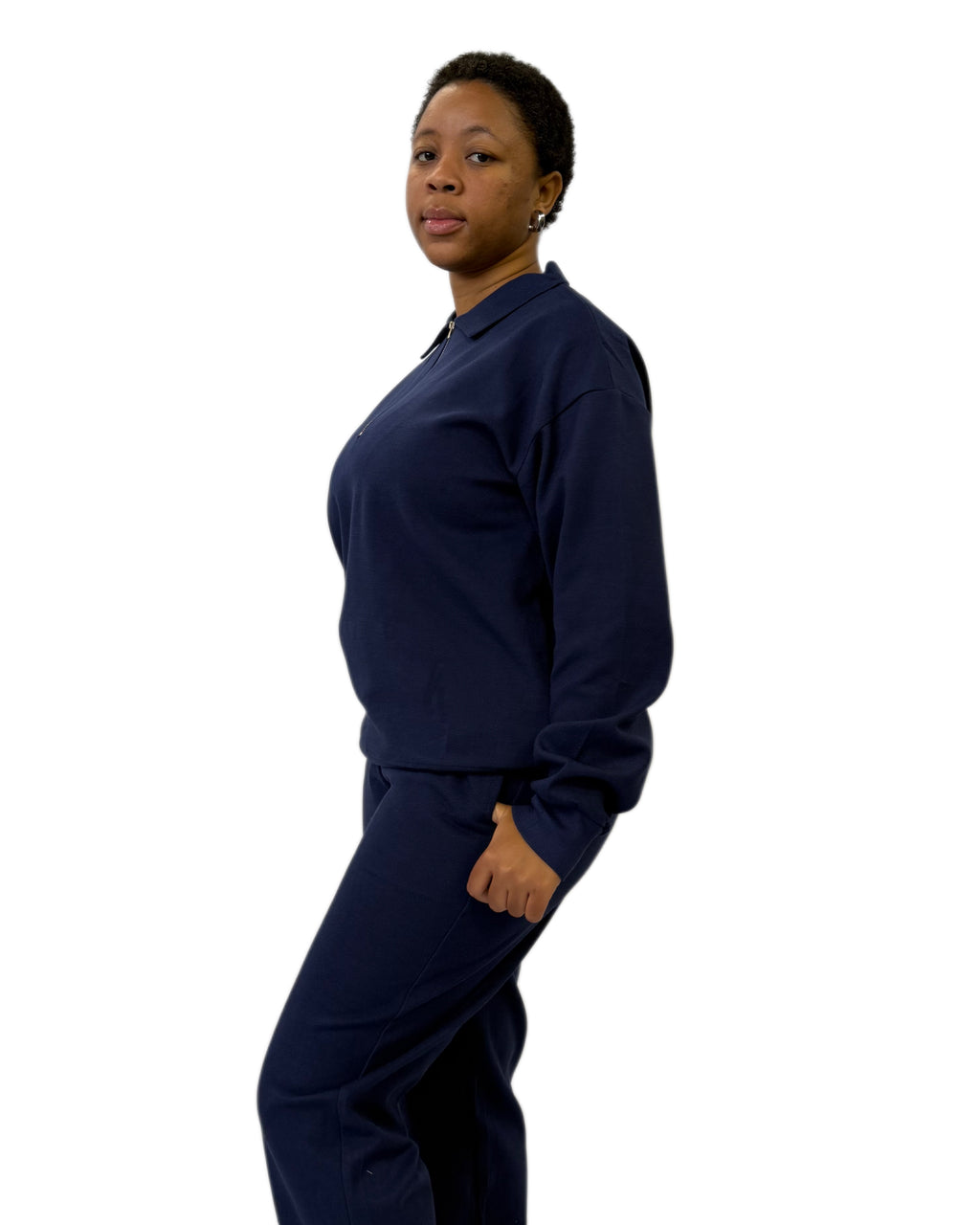 FW Tracksuit Two Piece with Zip Collar-Navy Blue