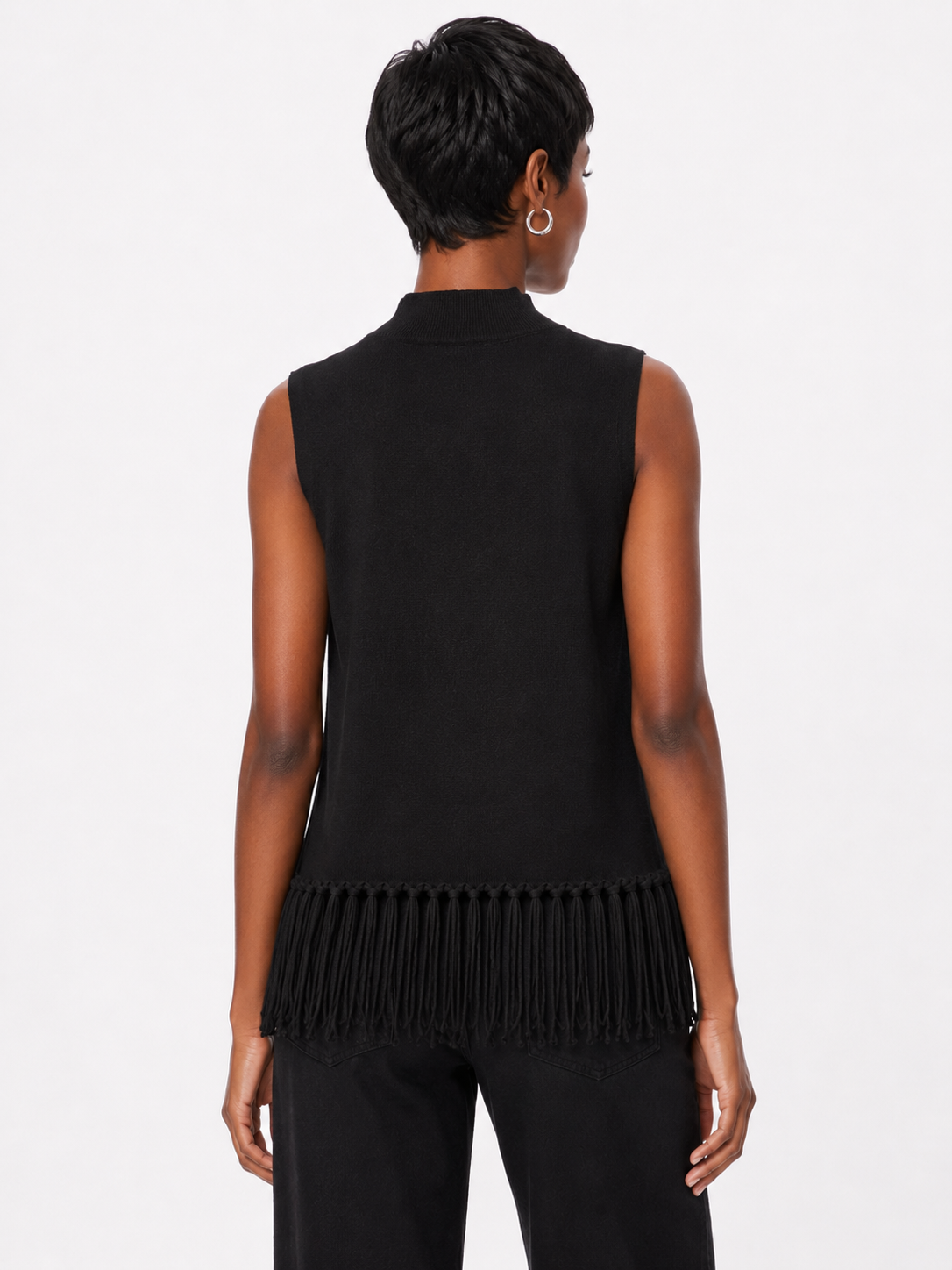 Knit Sleeveless Top One Size Stretchable - Black