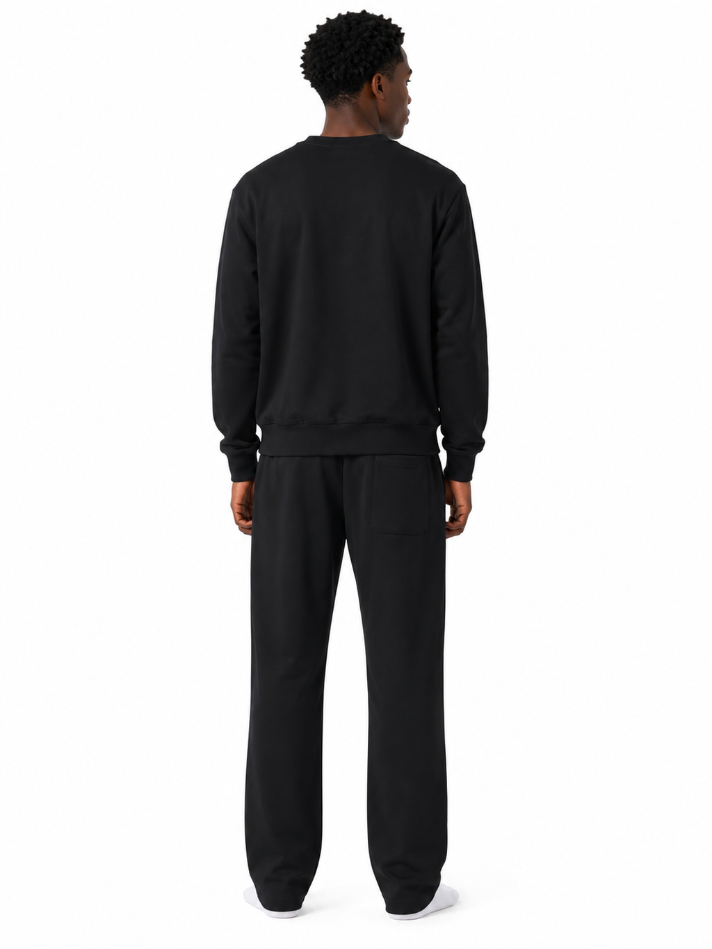 Unisex HW Cotton Tracksuit Set with Sweater - Black
