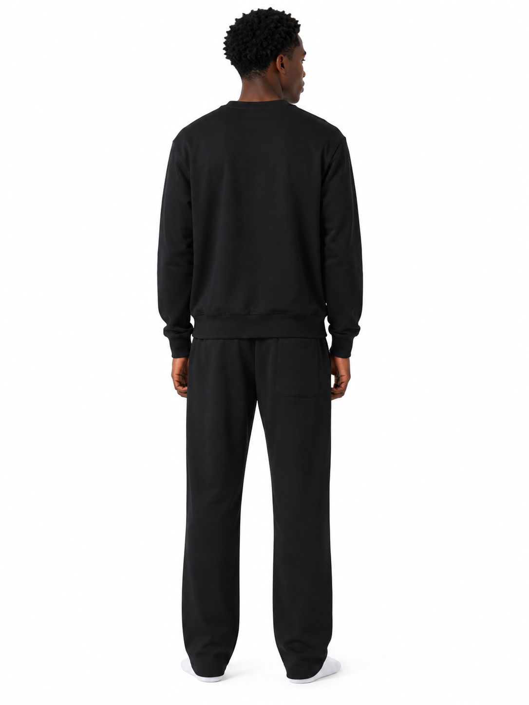 Unisex HW Cotton Tracksuit Set with Sweater - Black