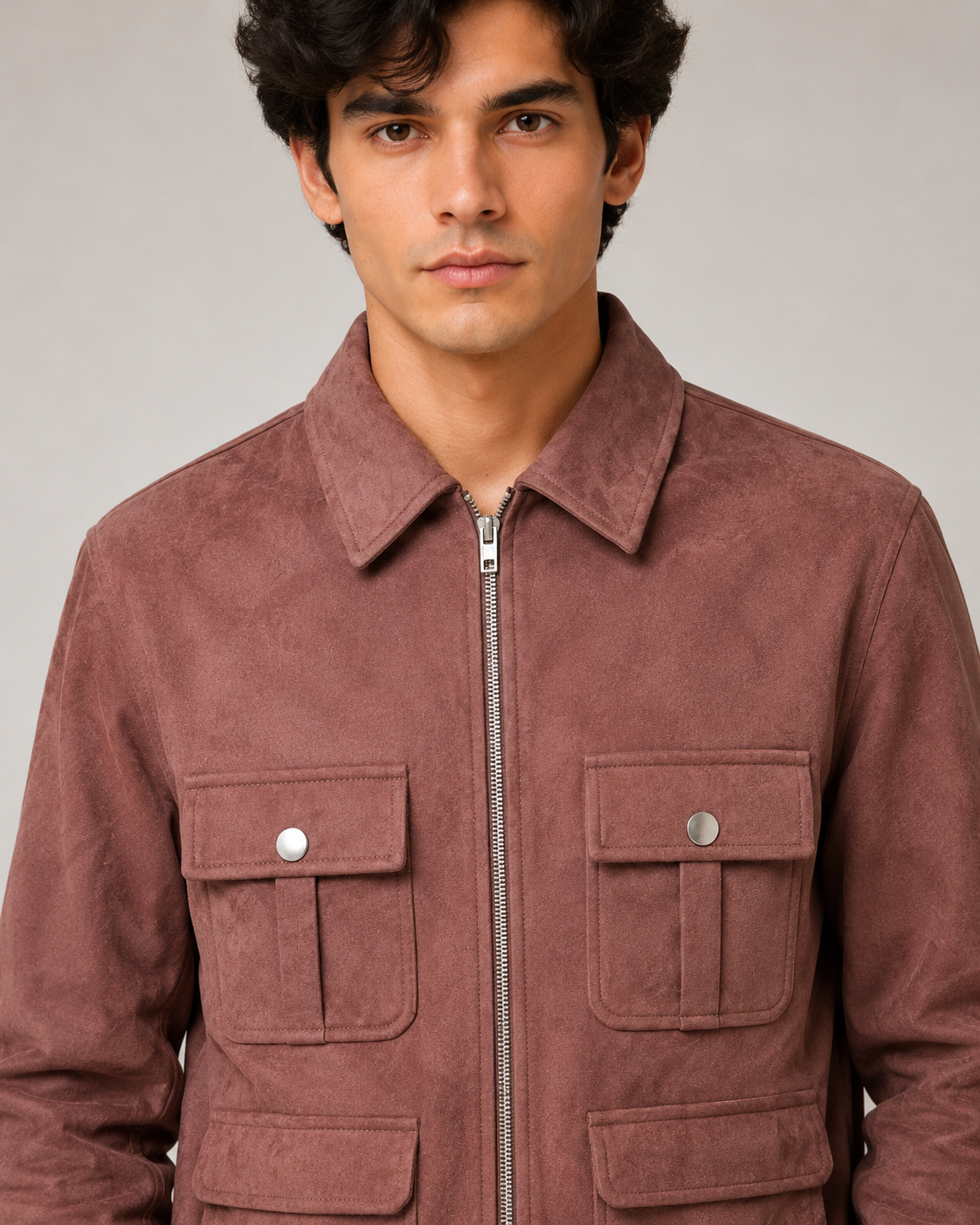 FW Men’s Suede 4 Pocket Casual Jacket - Dusty Rose