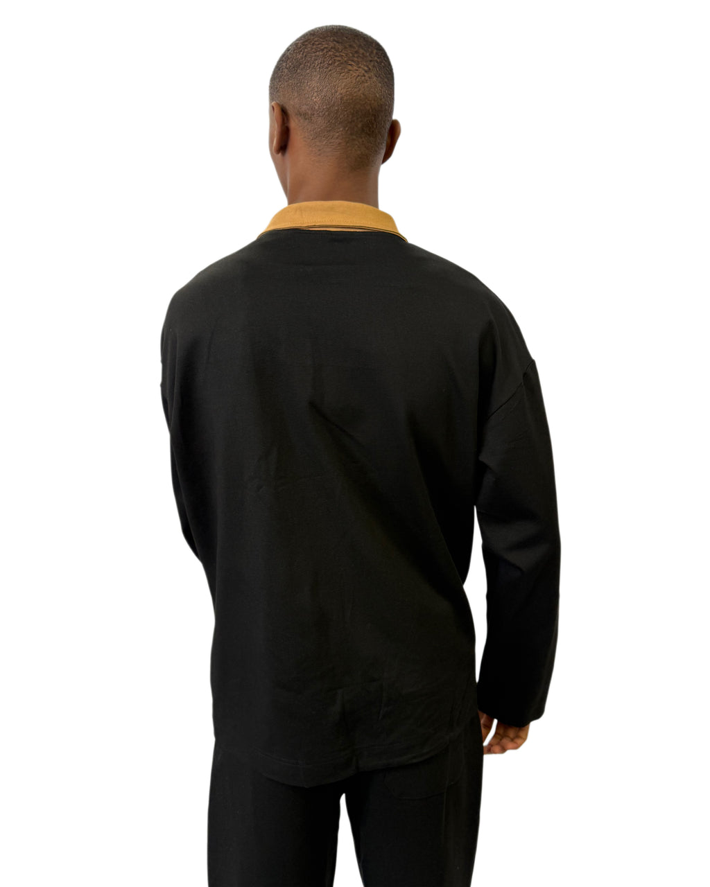 FW Urban Casual Jacket with Tan Collar Set-Black