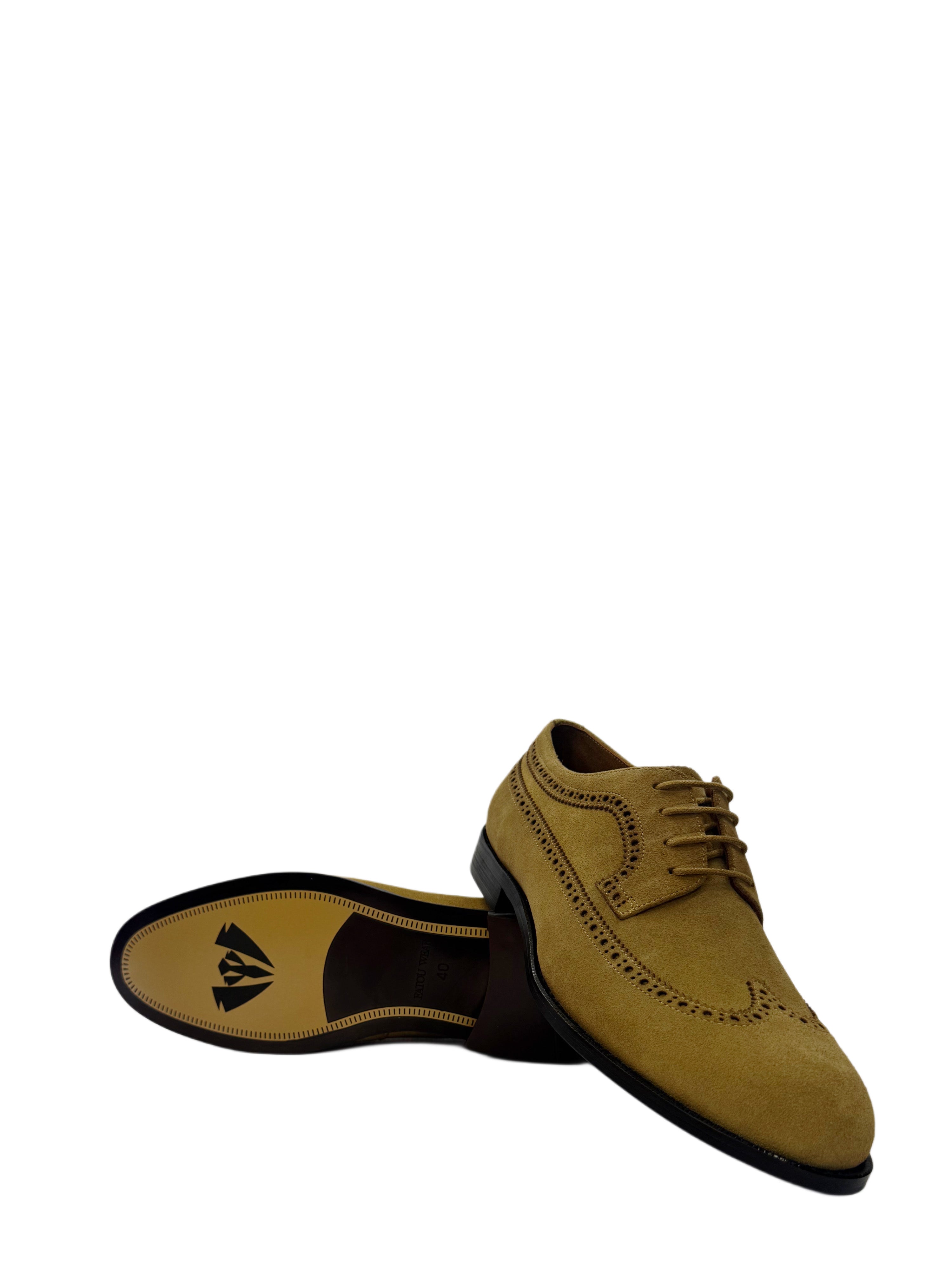 Suede Oxford Brogue Shoes - Brown