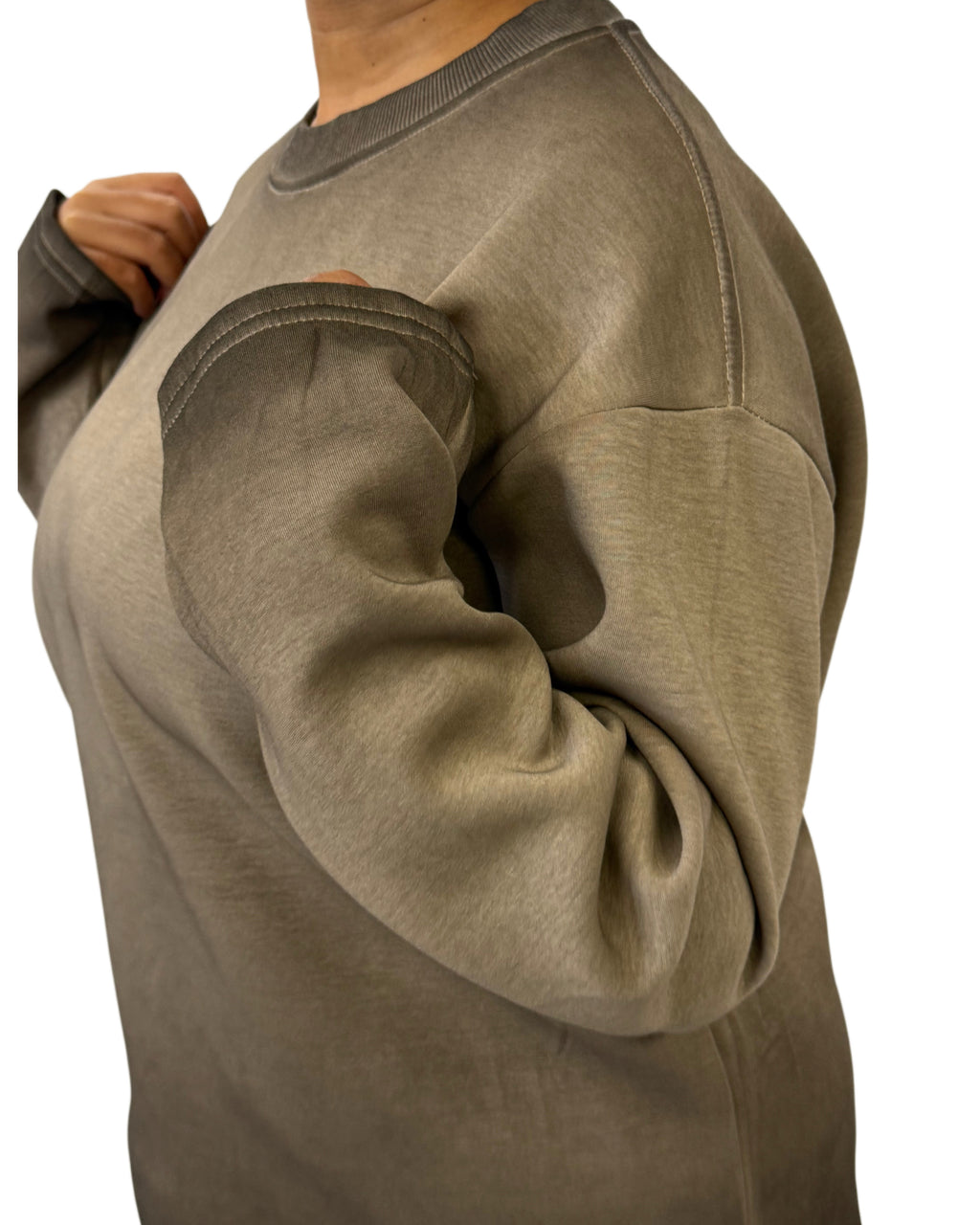 FW Earth Tone Comfort Oversized Sweatshirt & Pants Set-Olive Brown