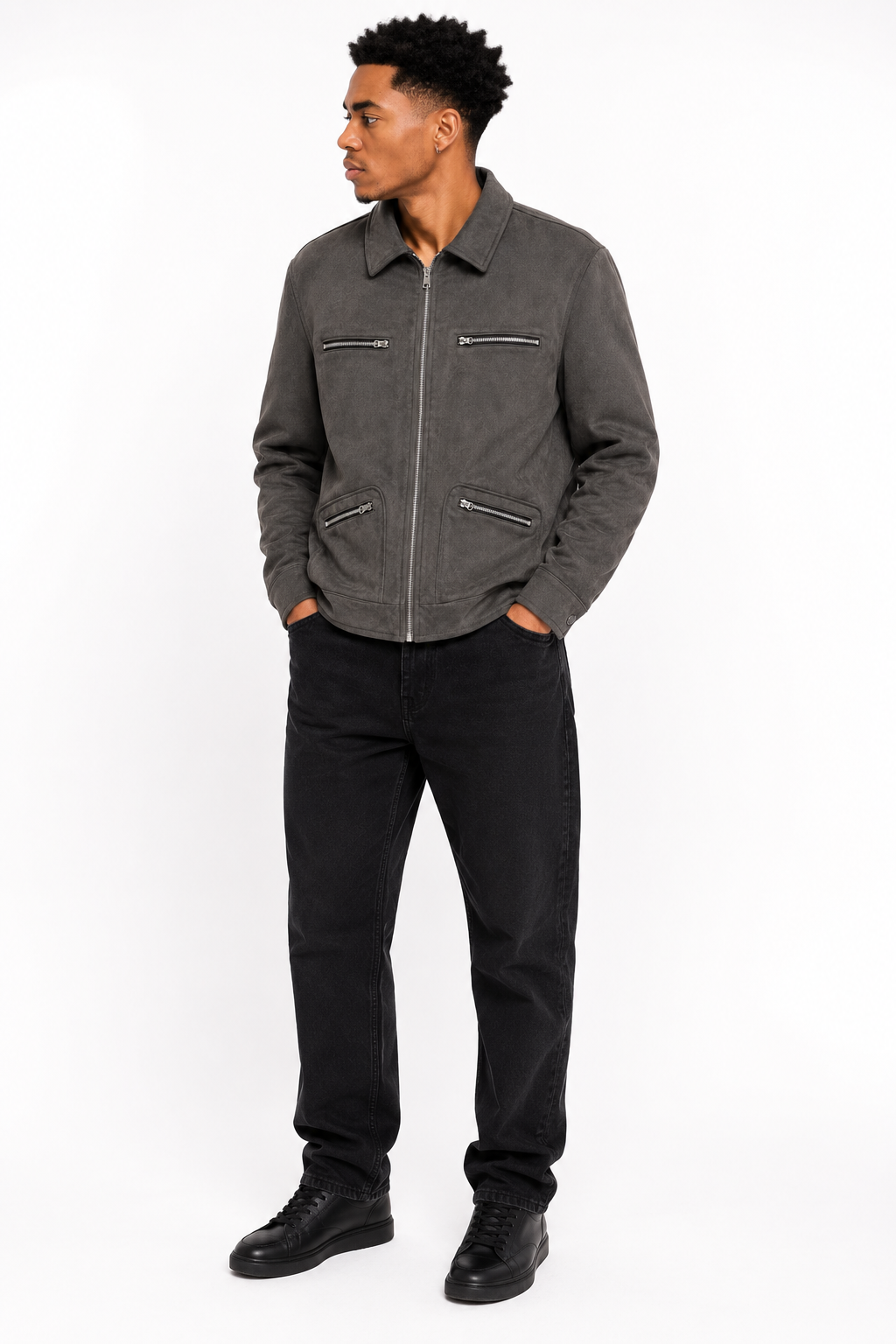 FW Men’s Suede Harrington Jacket - Dark Grey
