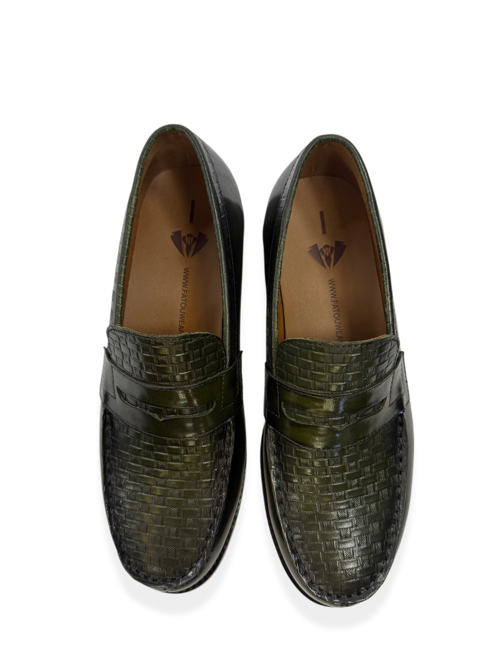 Woven Leather Loafers - Green