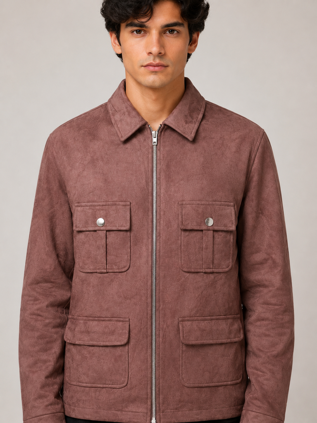 FW Men’s Suede 4 Pocket Casual Jacket - Dusty Rose