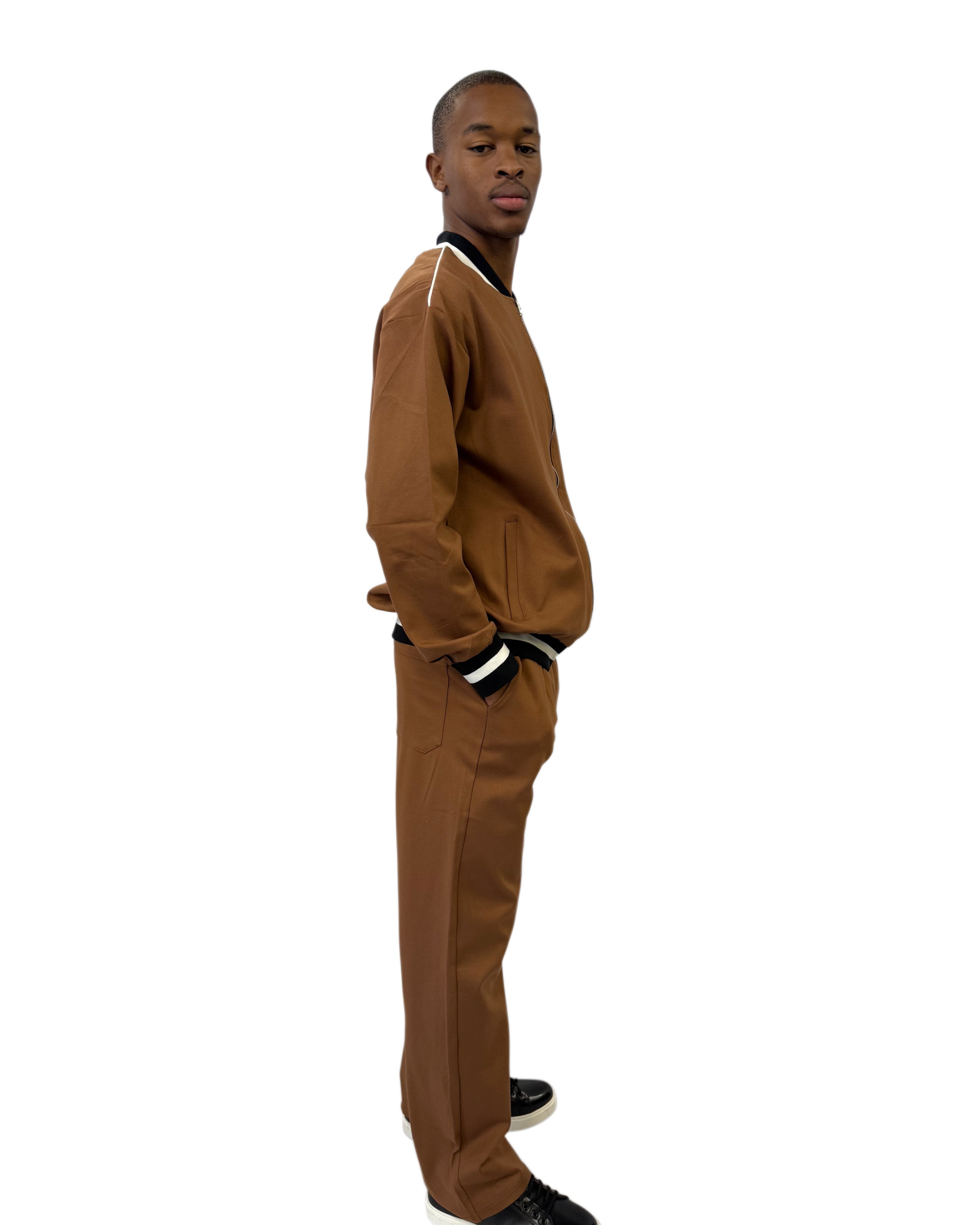 FW Signature Striped Two Piece Tracksuit-Brown