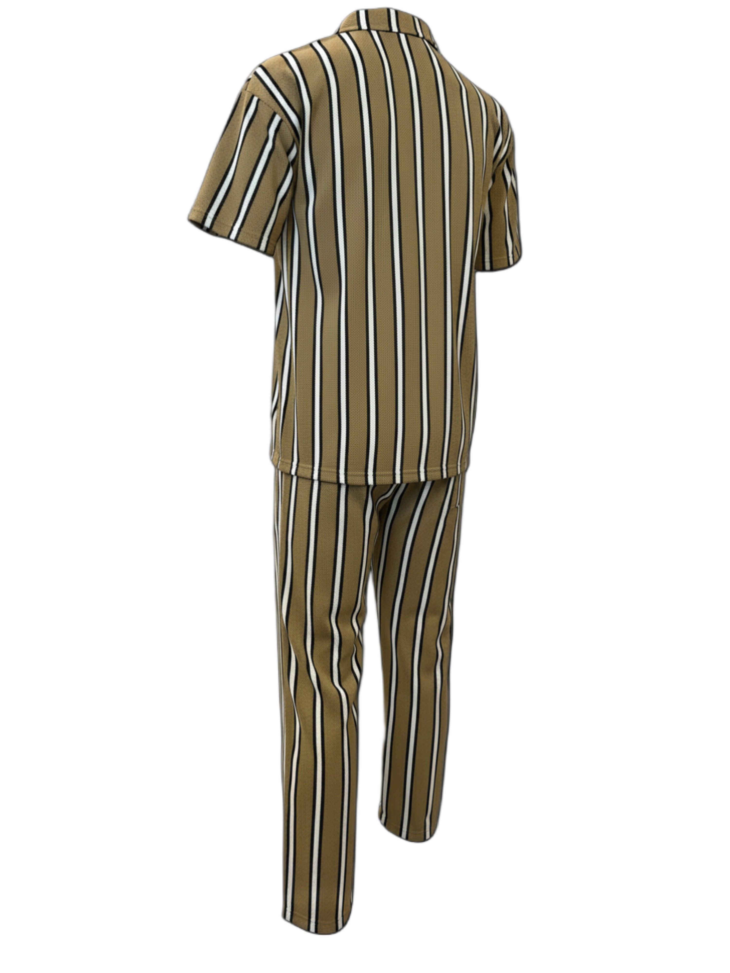 Retro Striped Two‑Piece Set (Shirt & Pants)