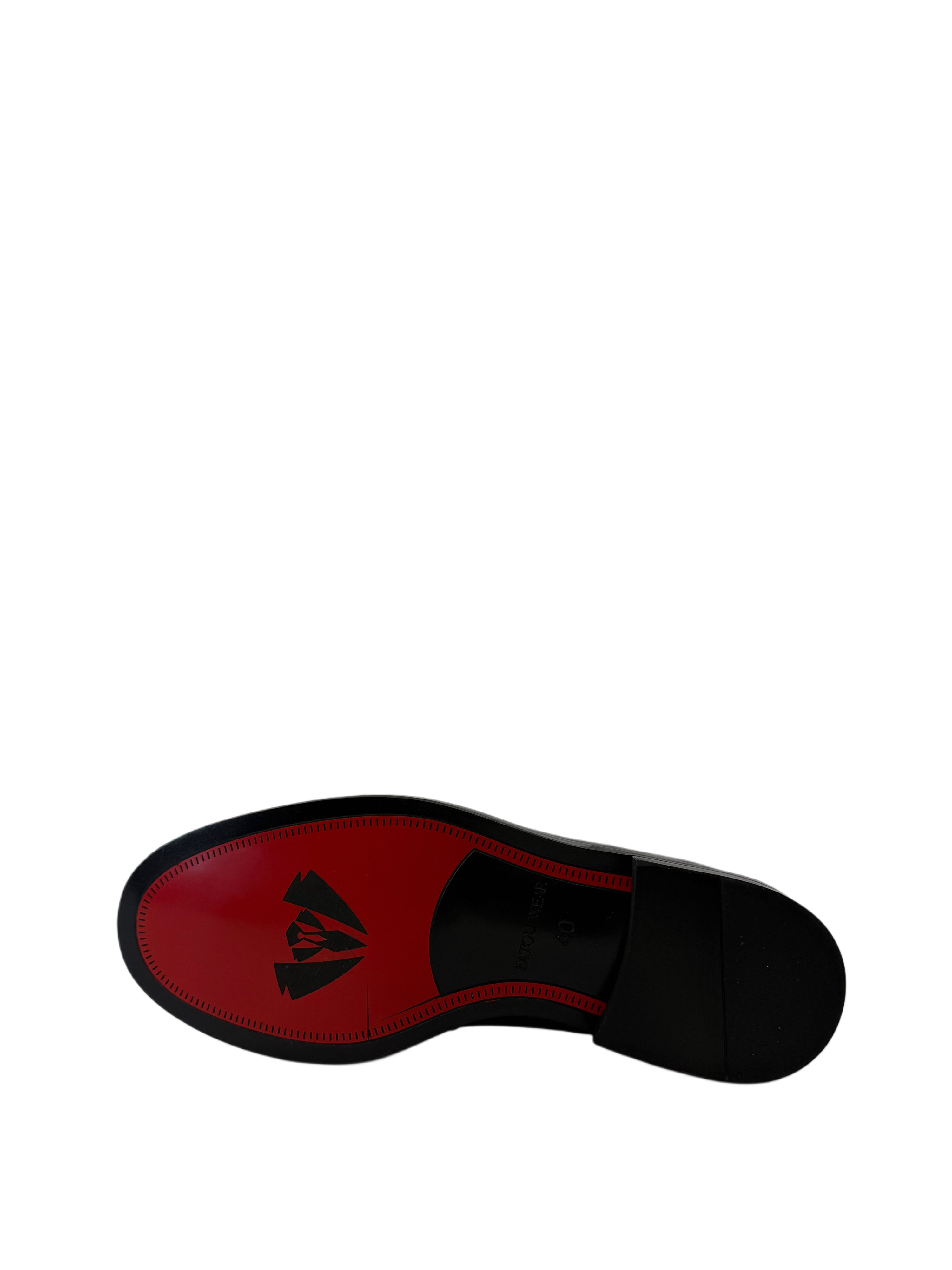 Genuine Leather Horsebit Loafers (Red Bottom) - Black