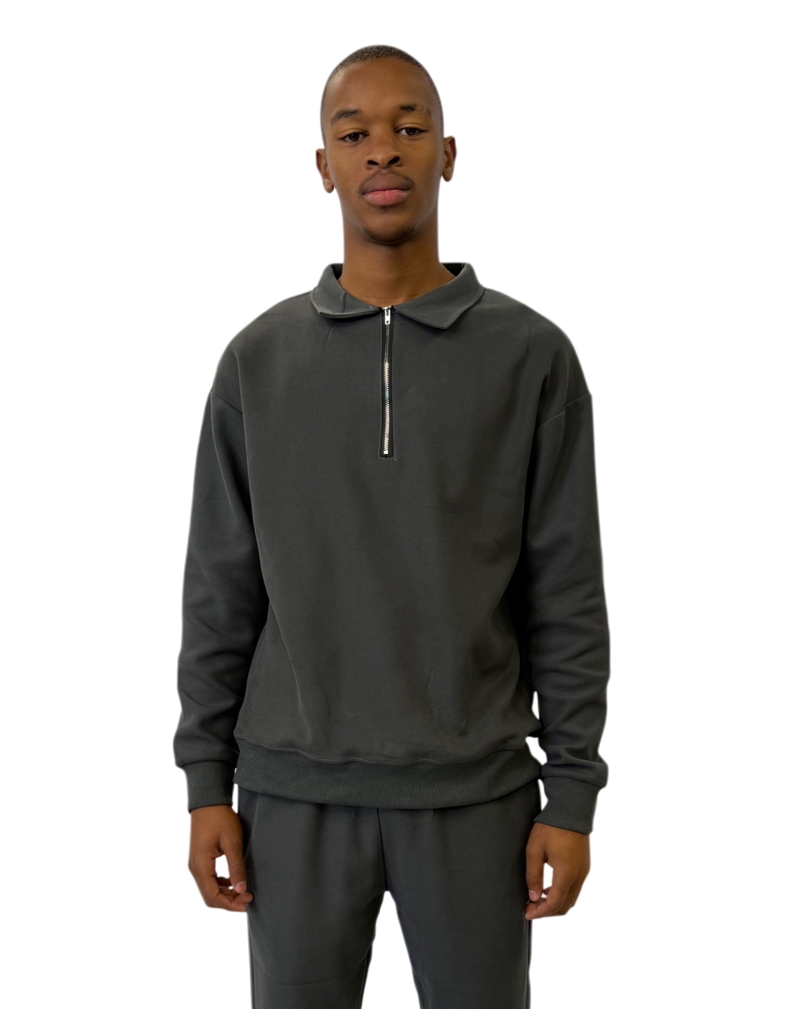 FW Tracksuit Two Piece with Zip Collar-Grey