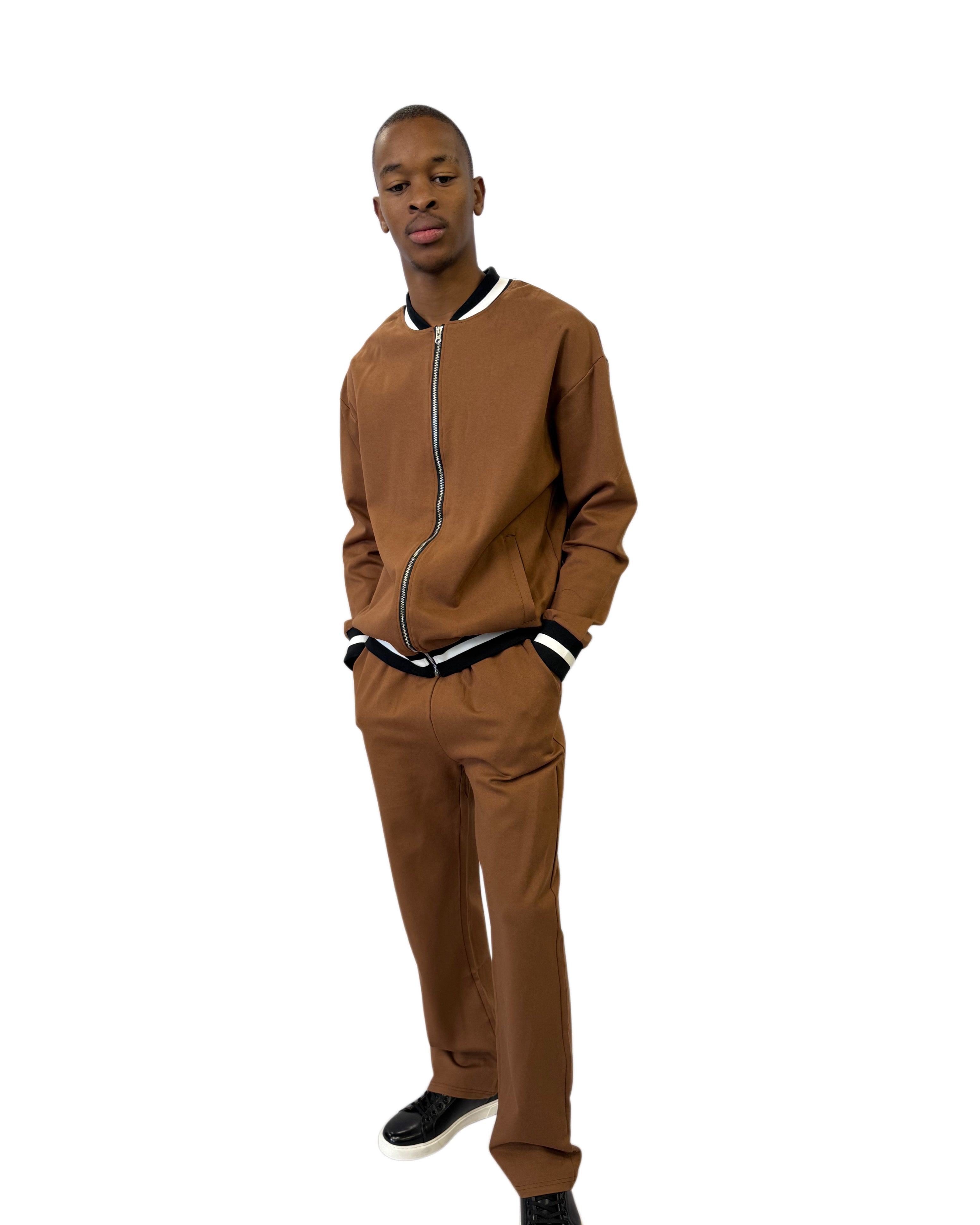 FW Signature Striped Two Piece Tracksuit-Brown