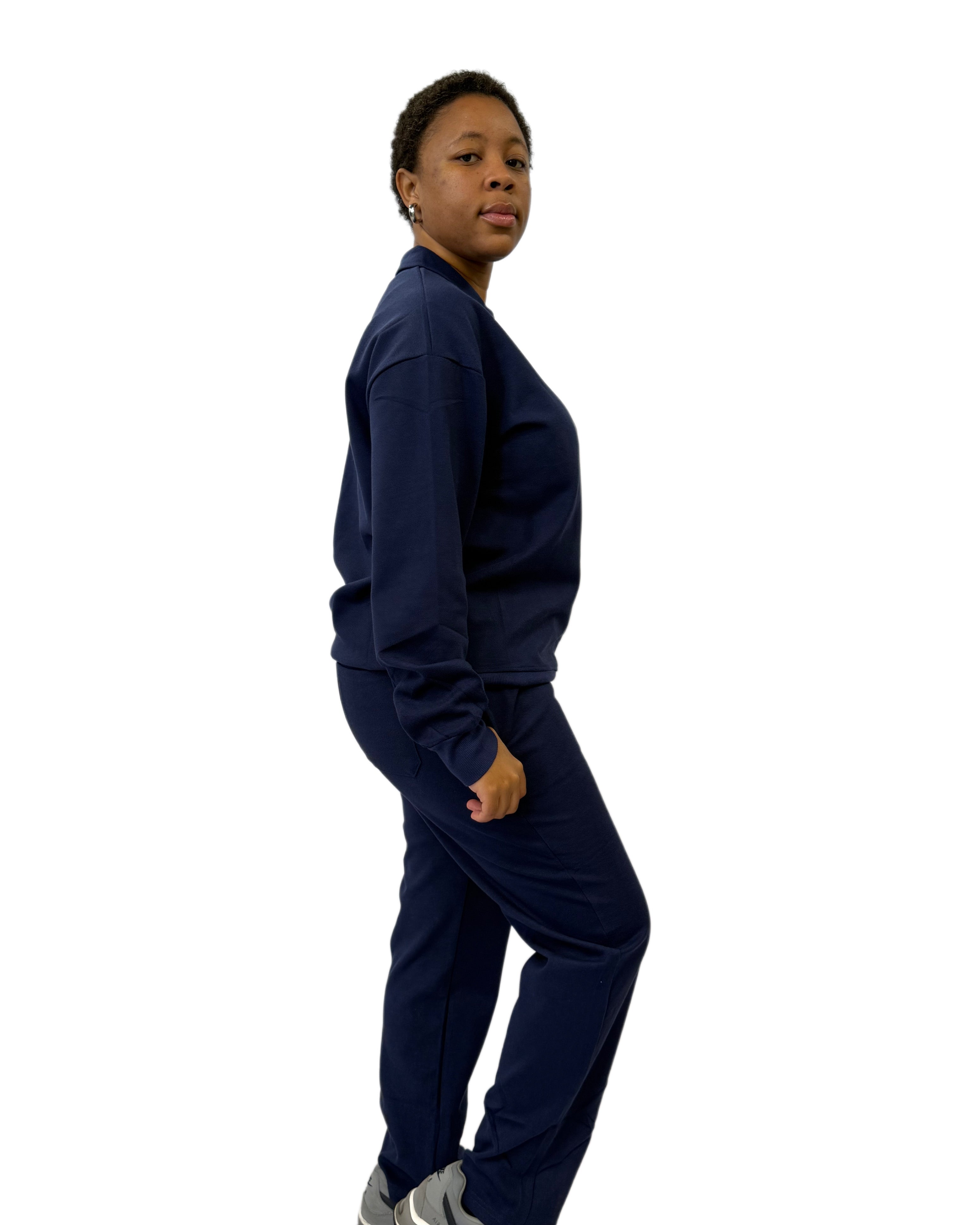 FW Tracksuit Two Piece with Zip Collar-Navy Blue