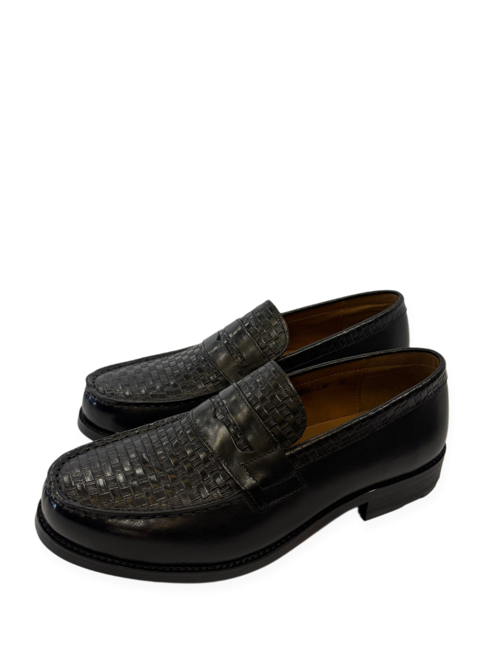 Woven Leather Loafers - Black