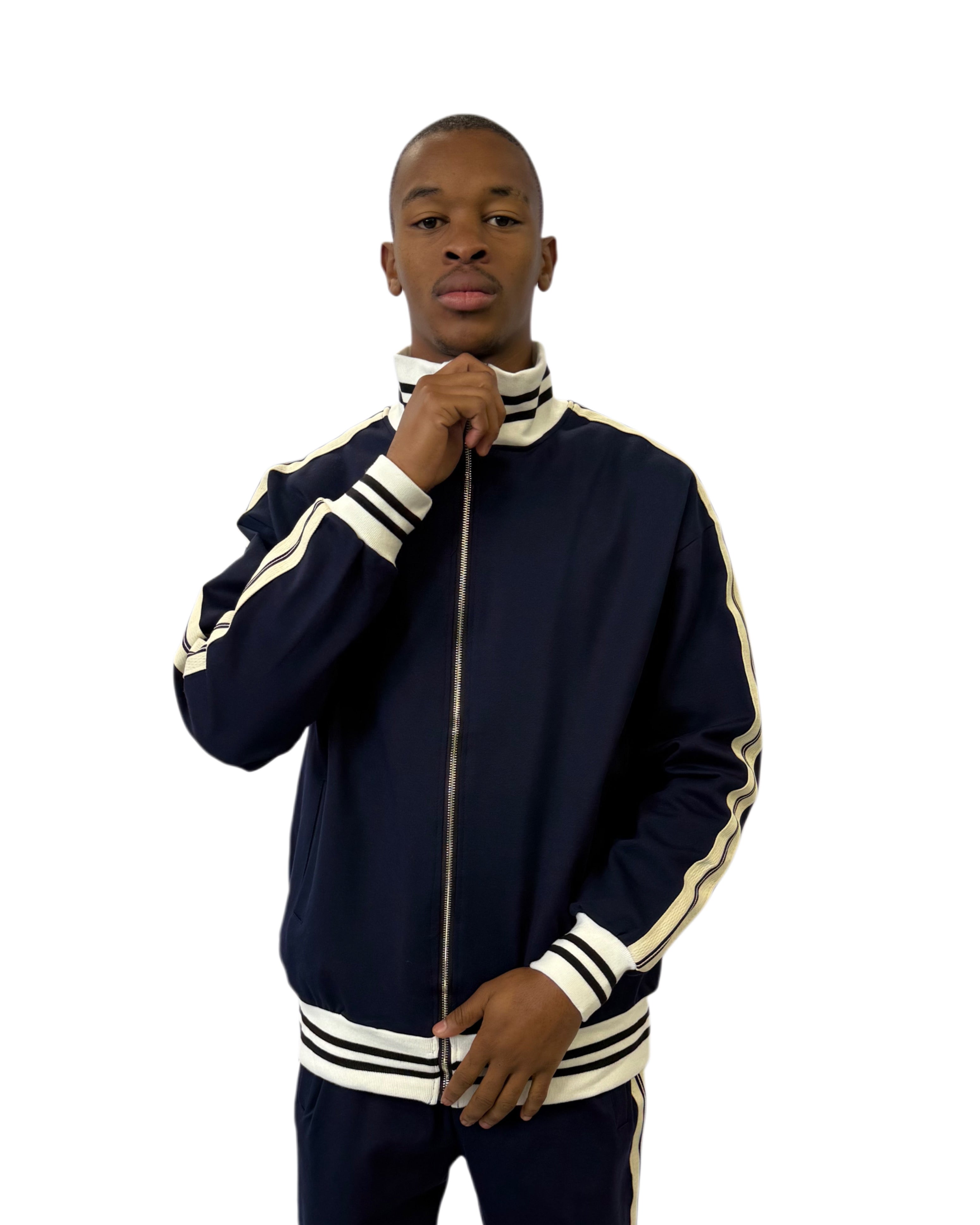 FW Prestige Striped Two Piece Tracksuit – Navy Blue