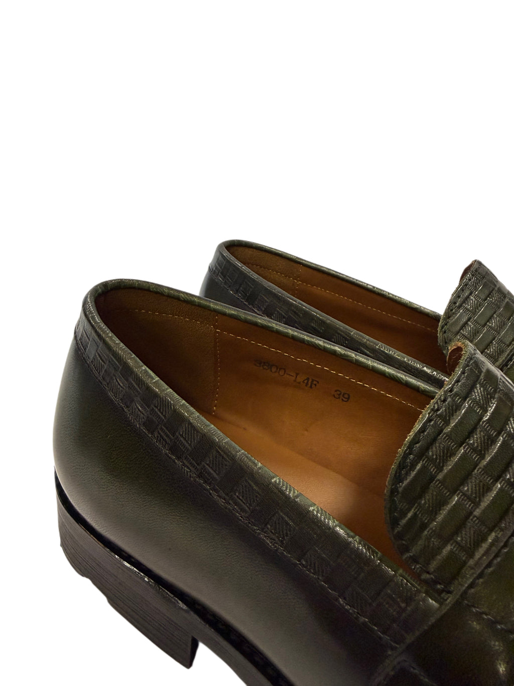 Woven Leather Loafers - Green