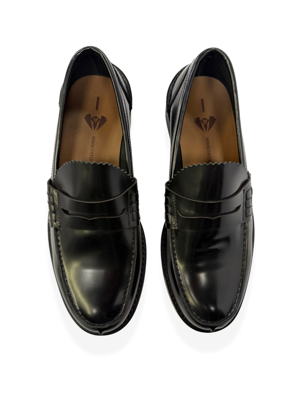 Premium Black Leather Penny Loafers (Red Bottom) - Black