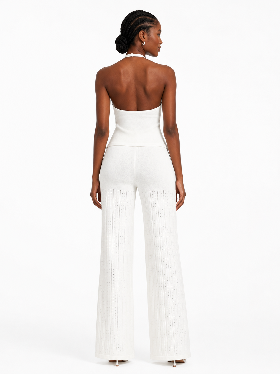 Women’s Halter Top & Wide-Leg Pants Set One Size- White
