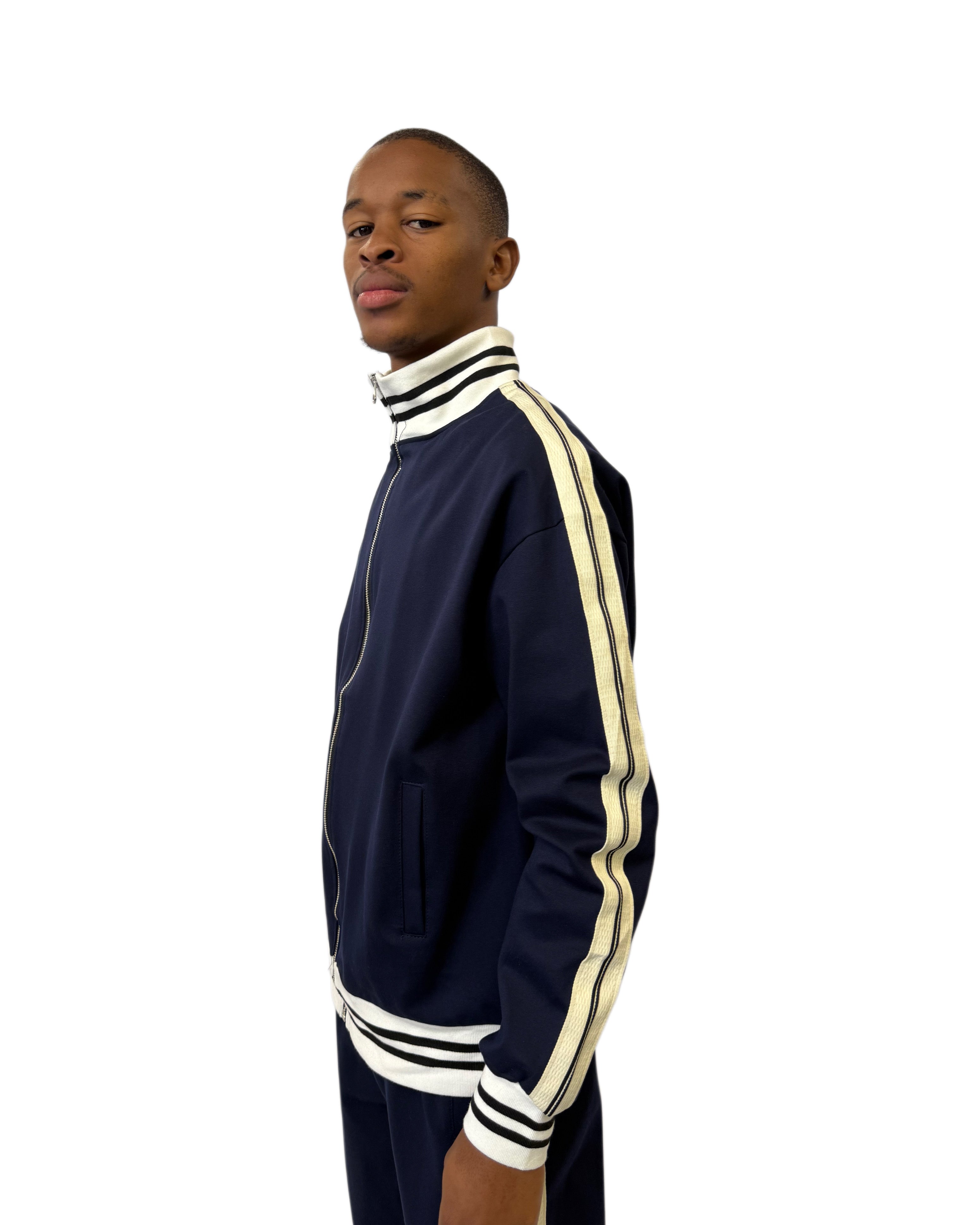 FW Prestige Striped Two Piece Tracksuit – Navy Blue