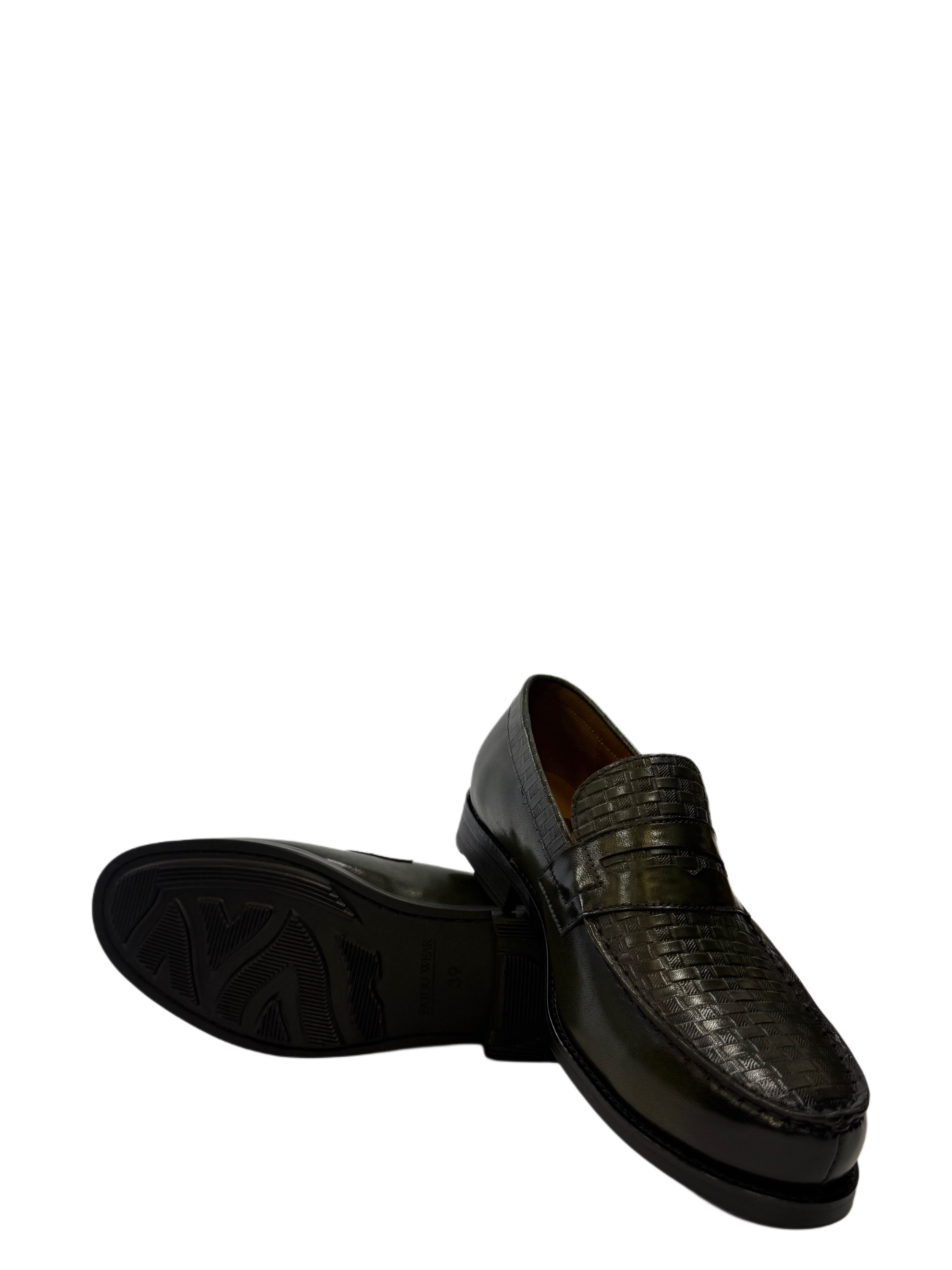 Woven Leather Loafers - Green
