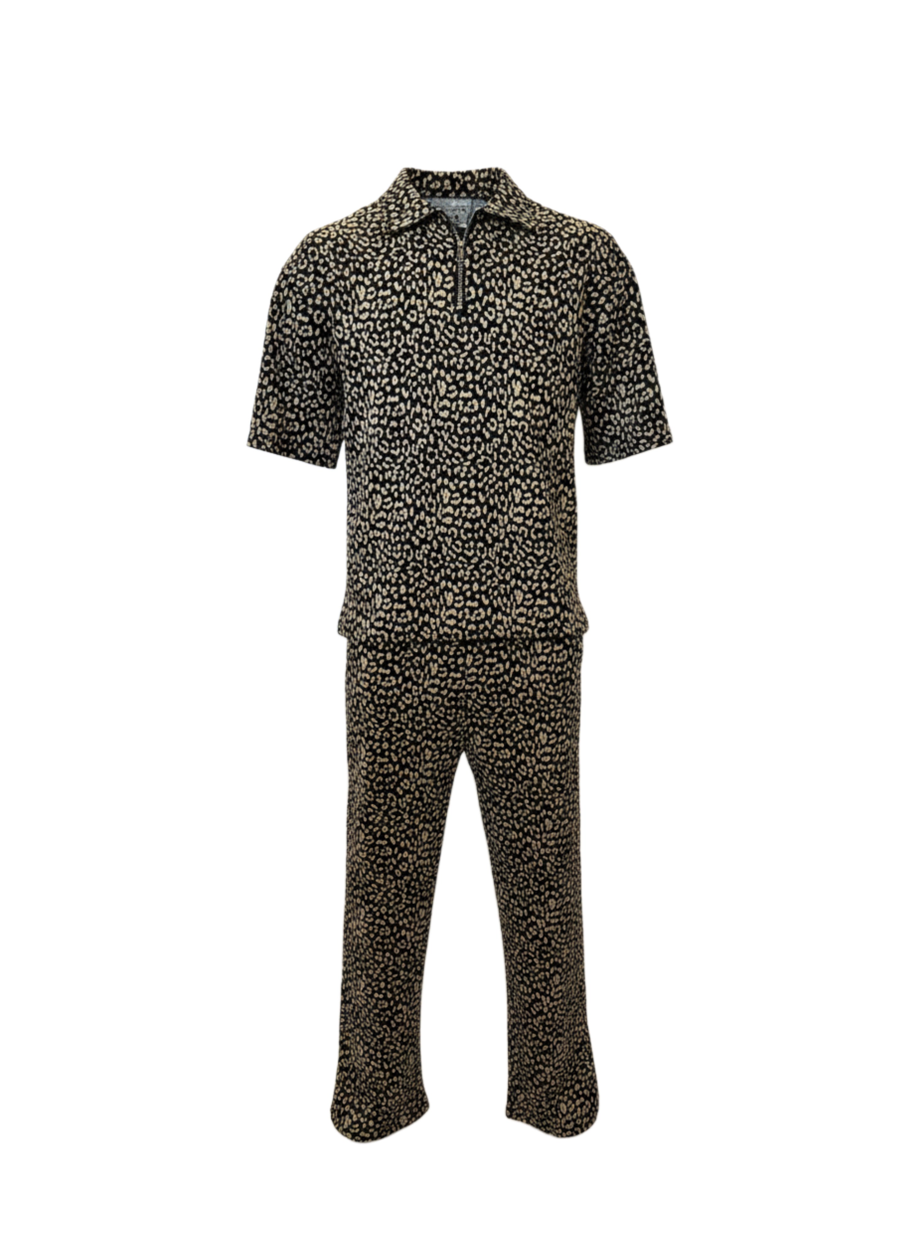 Leopard Print Two‑Piece Set (Shirt & Pants)