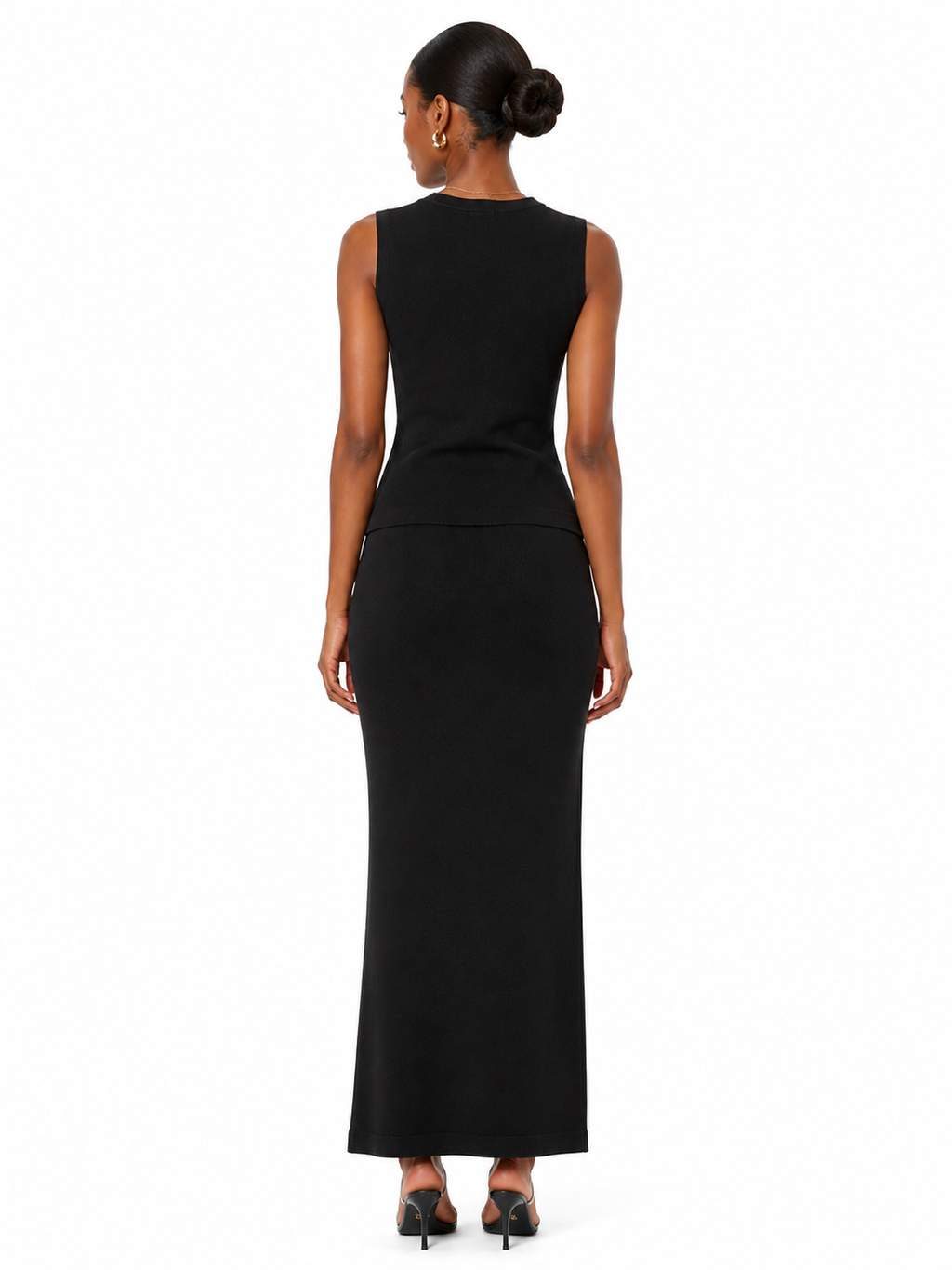 Women’s Skirt and Top with Gold Button Detail One Size - Black
