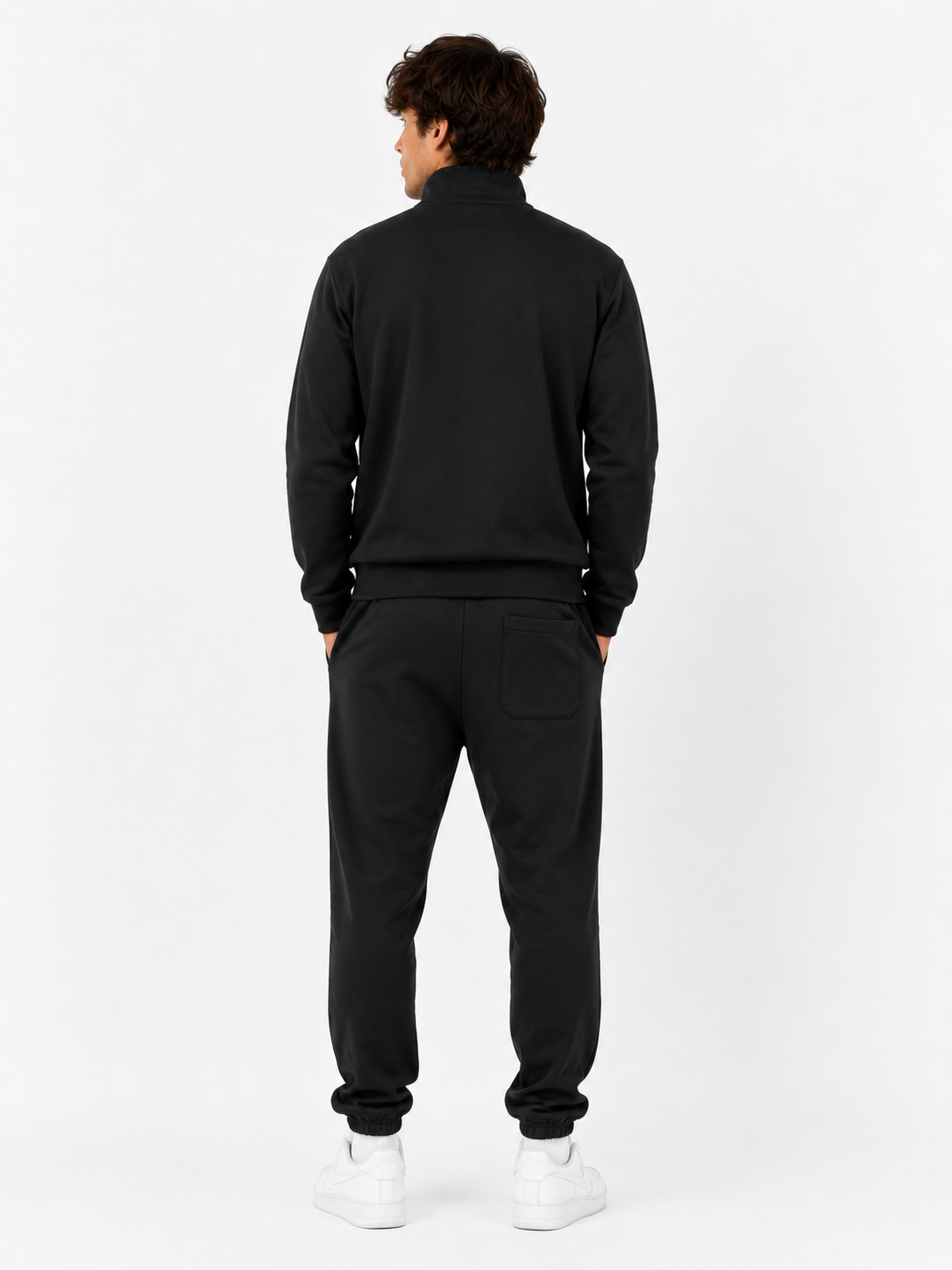 Unisex Cotton Tracksuit Set with Jogger Hoodie - Black